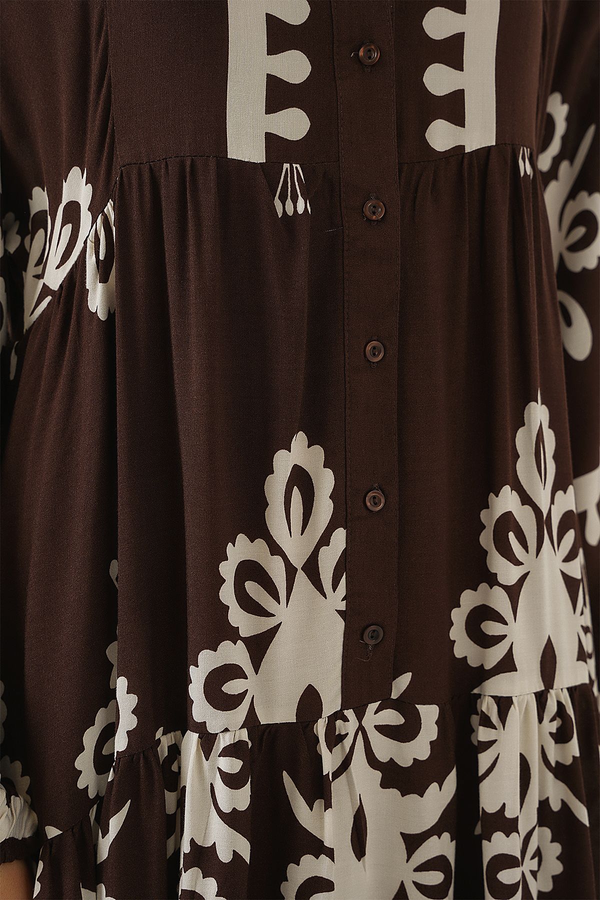 Bigdart-2423 Authentic Patterned Hijab Dress - Dark Brown 5