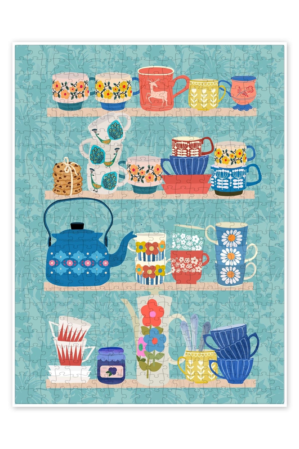 Jeronkarji Vintage Scandi Seramik 500 Parça Puzzle Yapboz Mutfak Temalı Yetişkinler için