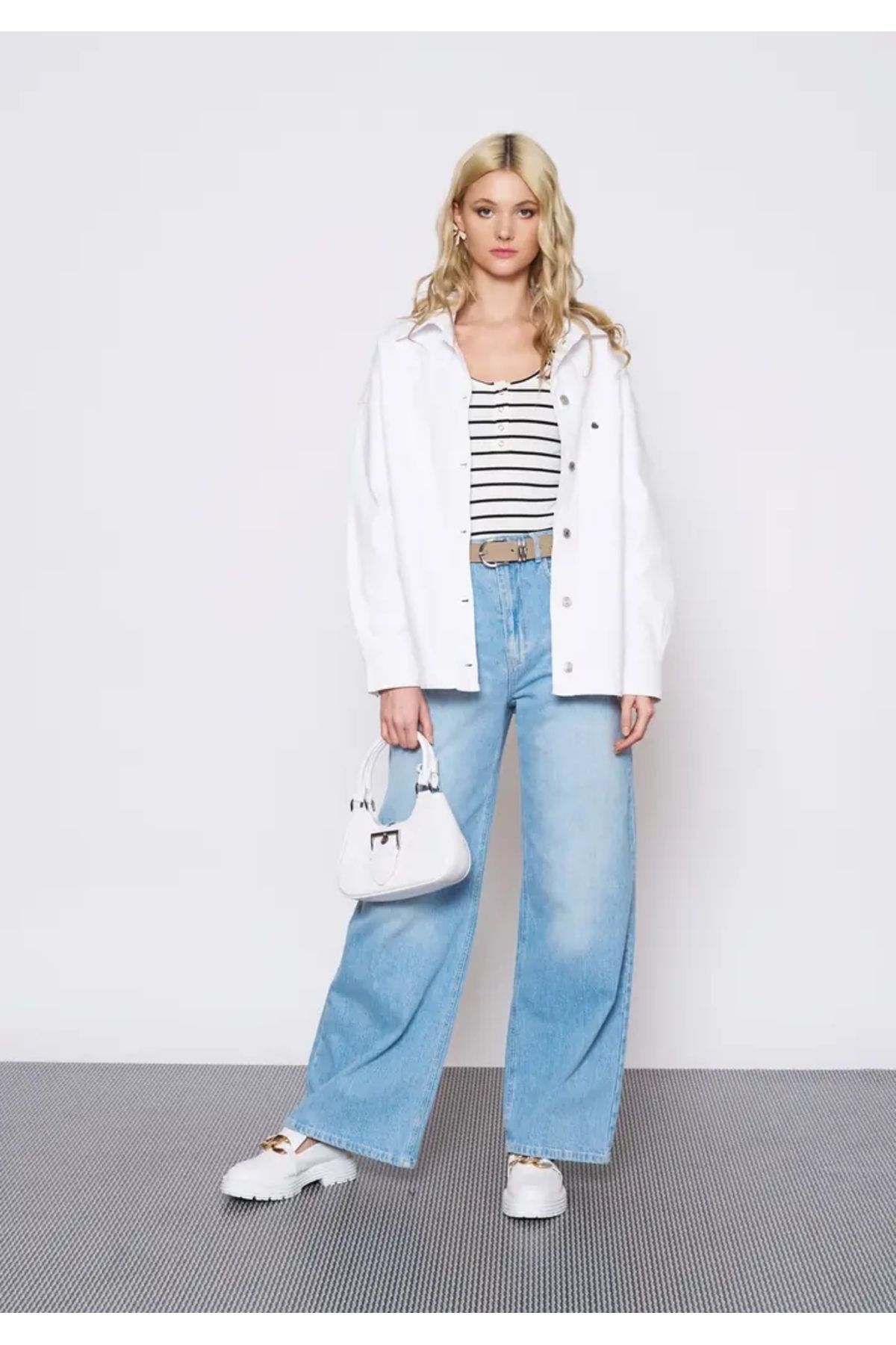 EUROFASHION Beyaz Denim Ceket