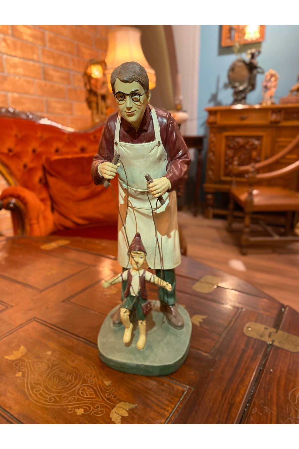 meray antika Geppetto ve Pinokyo dekoratif biblo