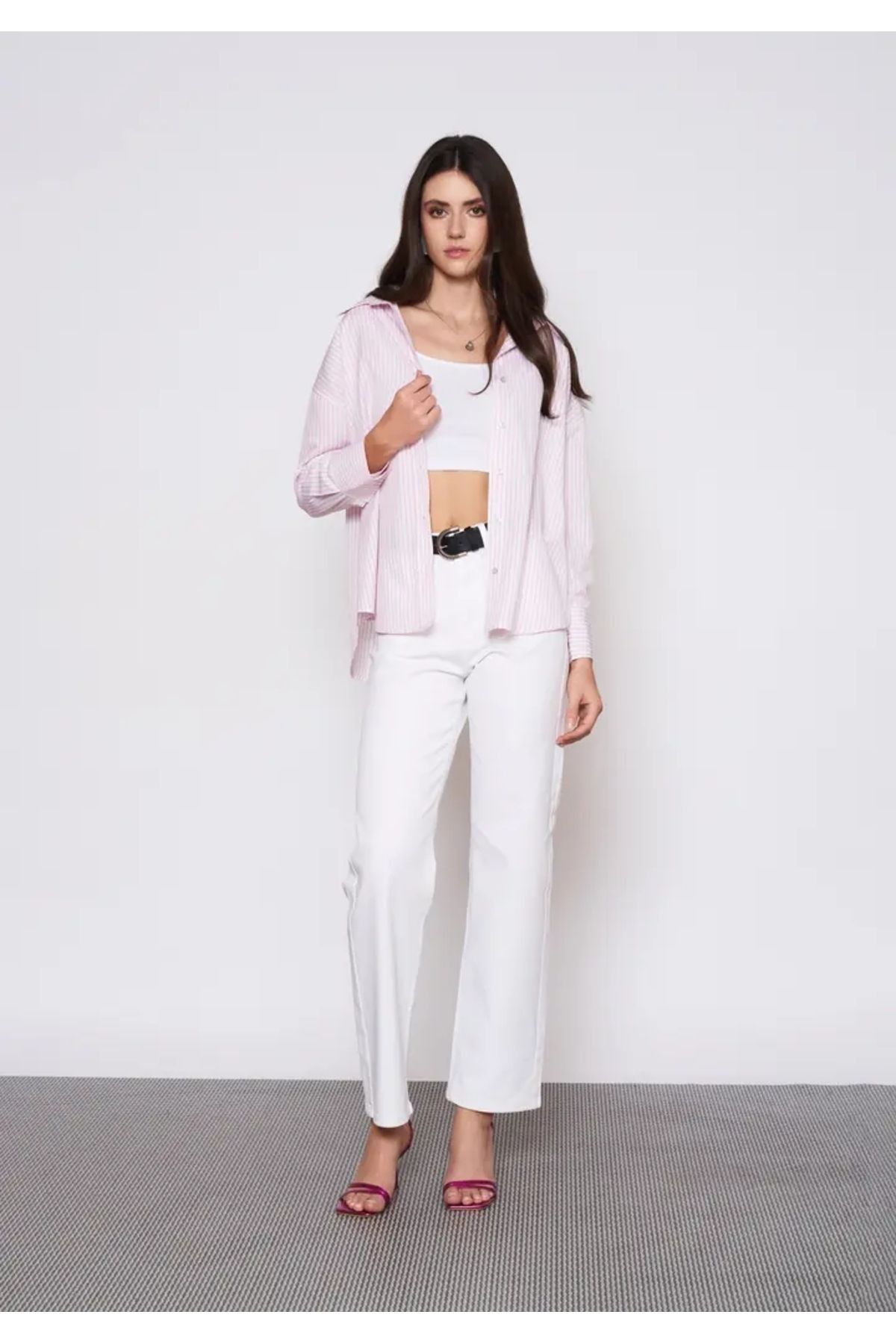 EUROFASHION Pembe Çizgili Gömlek