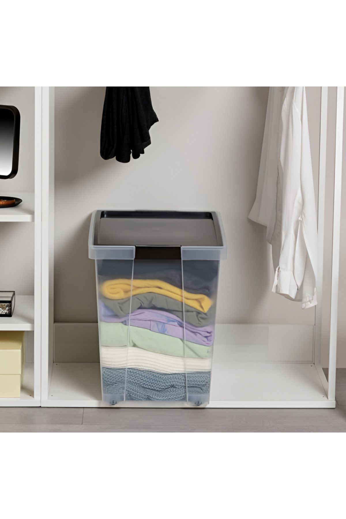 Tatay-Hinged Handle Multipurpose Stackable Storage Box - Black and Clear 3