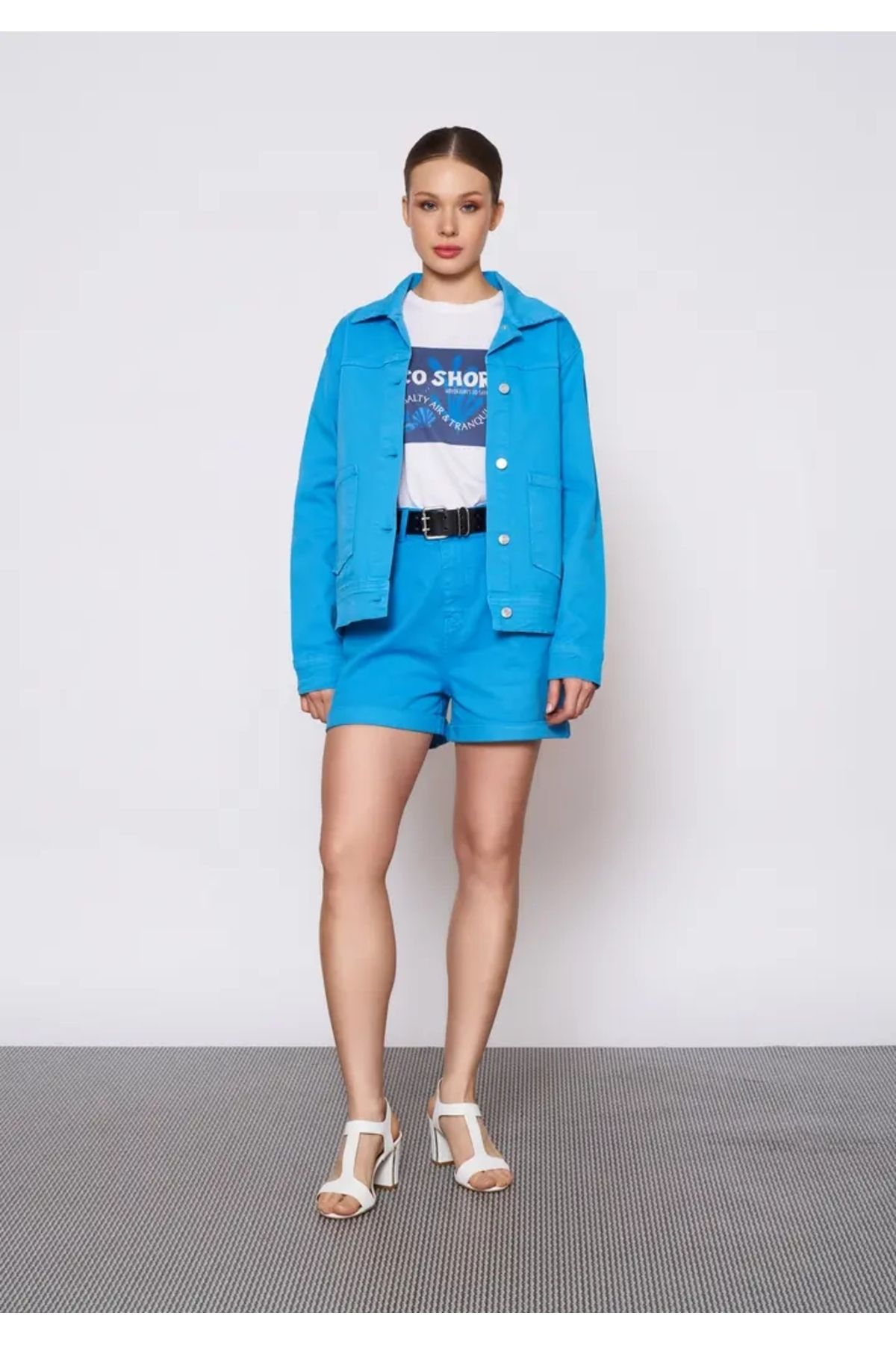 EUROFASHION Klasik Tranquil Mavi Denim Ceket