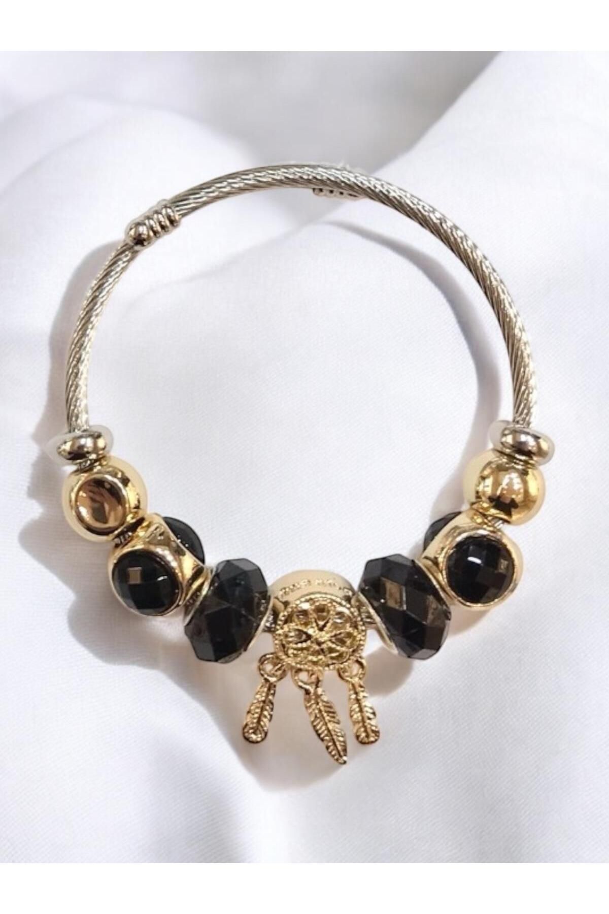 Luna Barella Siyah Kristal Dreamcatcher Bileklik – Güçlü ve Modern Stil