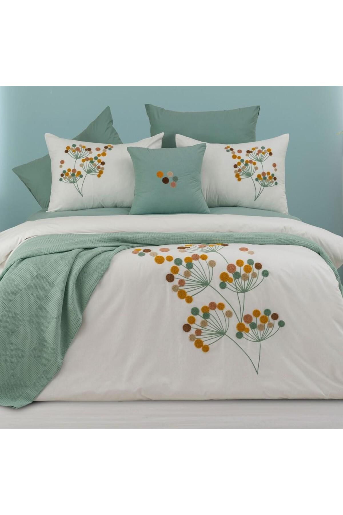 ROYAM Viola Home 8 Parça %100 Pamuk Poplin Çift Kişilik Pikeli Nevresim Takımı