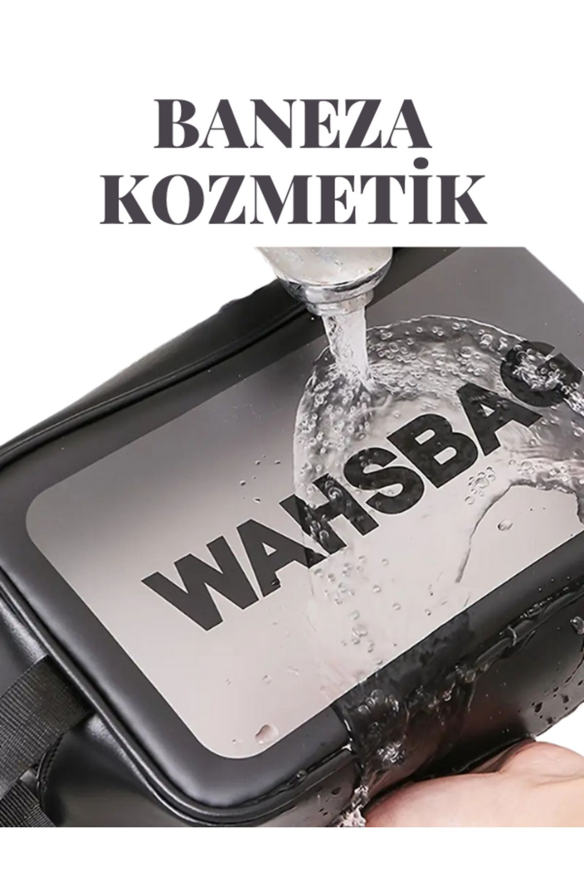 BANEZA Siyah makyaj çantası + 15 adet fonksiyonlu makyaj set + 1 adet sıkıştırlımış tek kullanımlık havlu