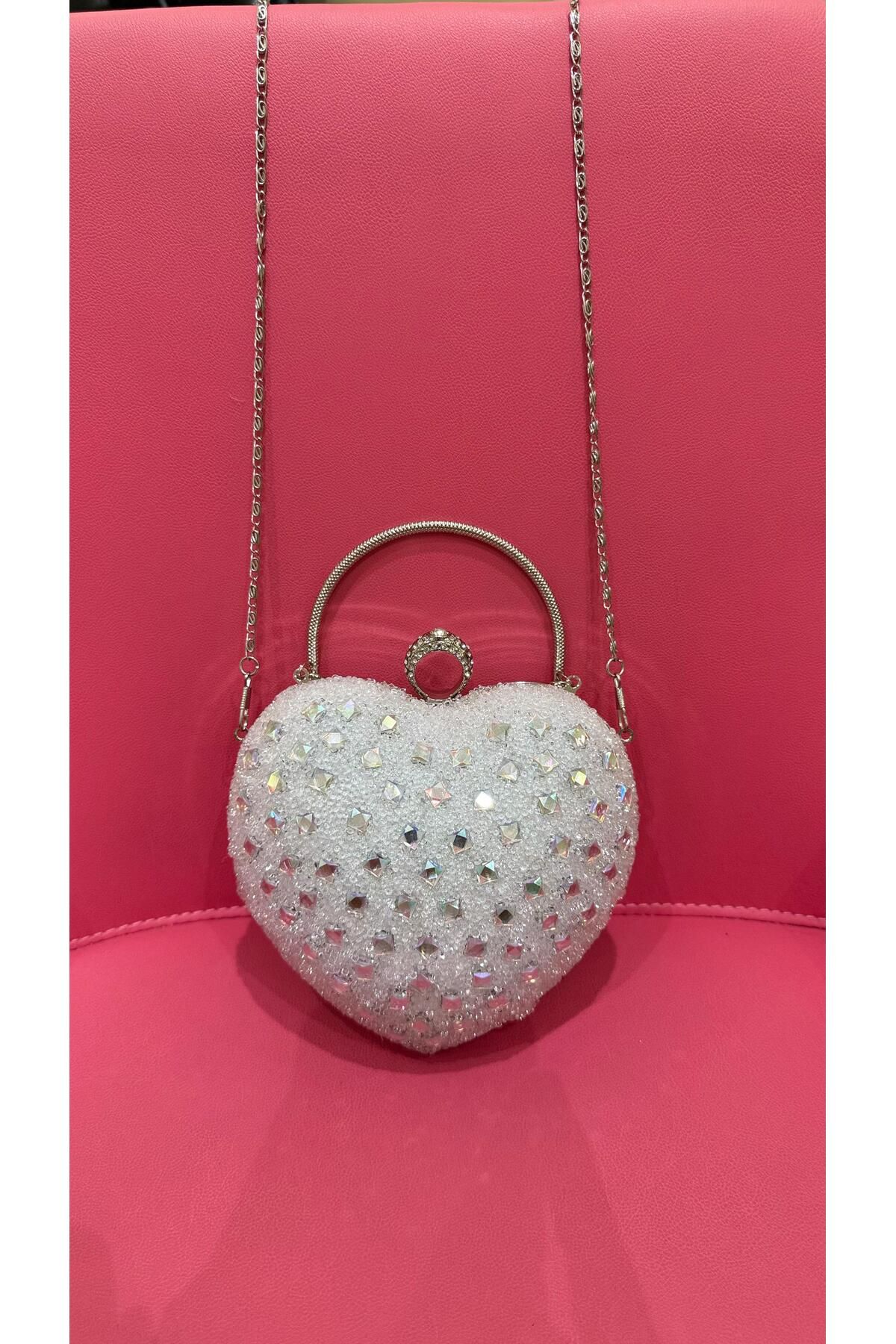 Lussara Shoes&Bags kadın taşlı kalp çanta