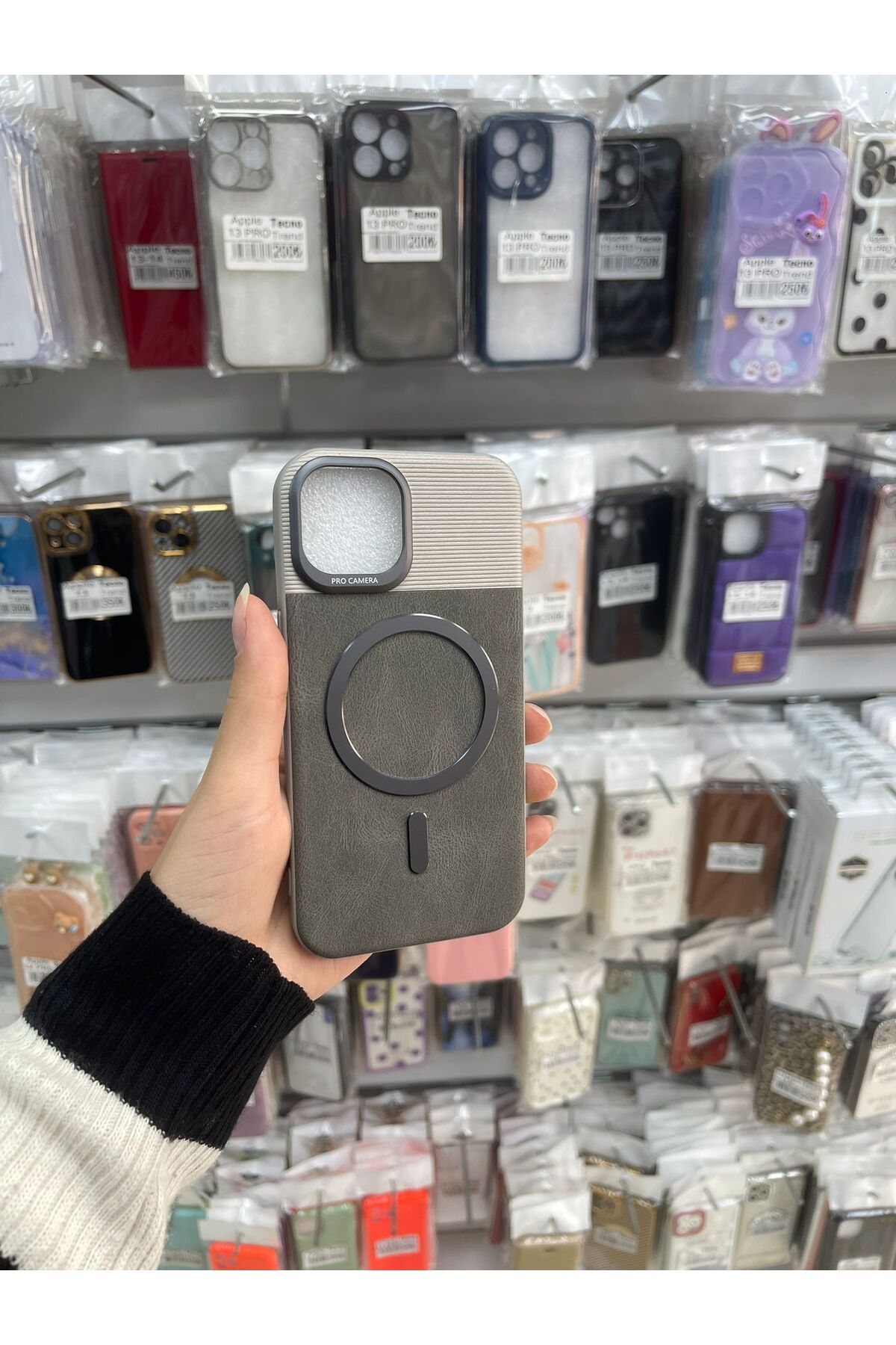 TECNOTREND Apple iphone 13/14 uyumlu deri süet dokulu magsaffe silikon kılıf