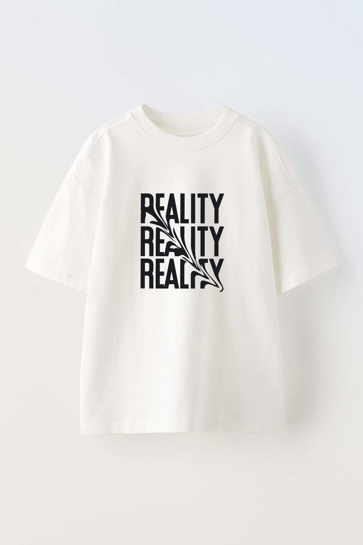 Anetos Modern Motivational Quote Ön Baskılı Pamuk Beyaz Oversize T shirt