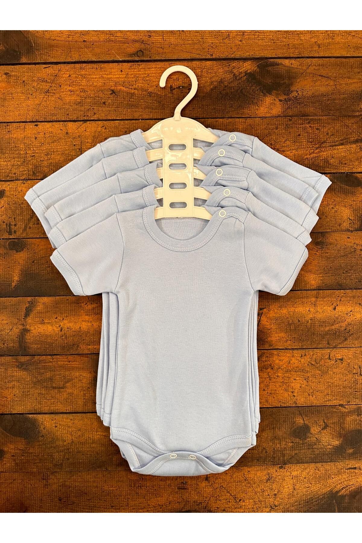 Sweet Baby Shop %100 Pamuk 5'li Bebek Mavi Kısa Kol Body