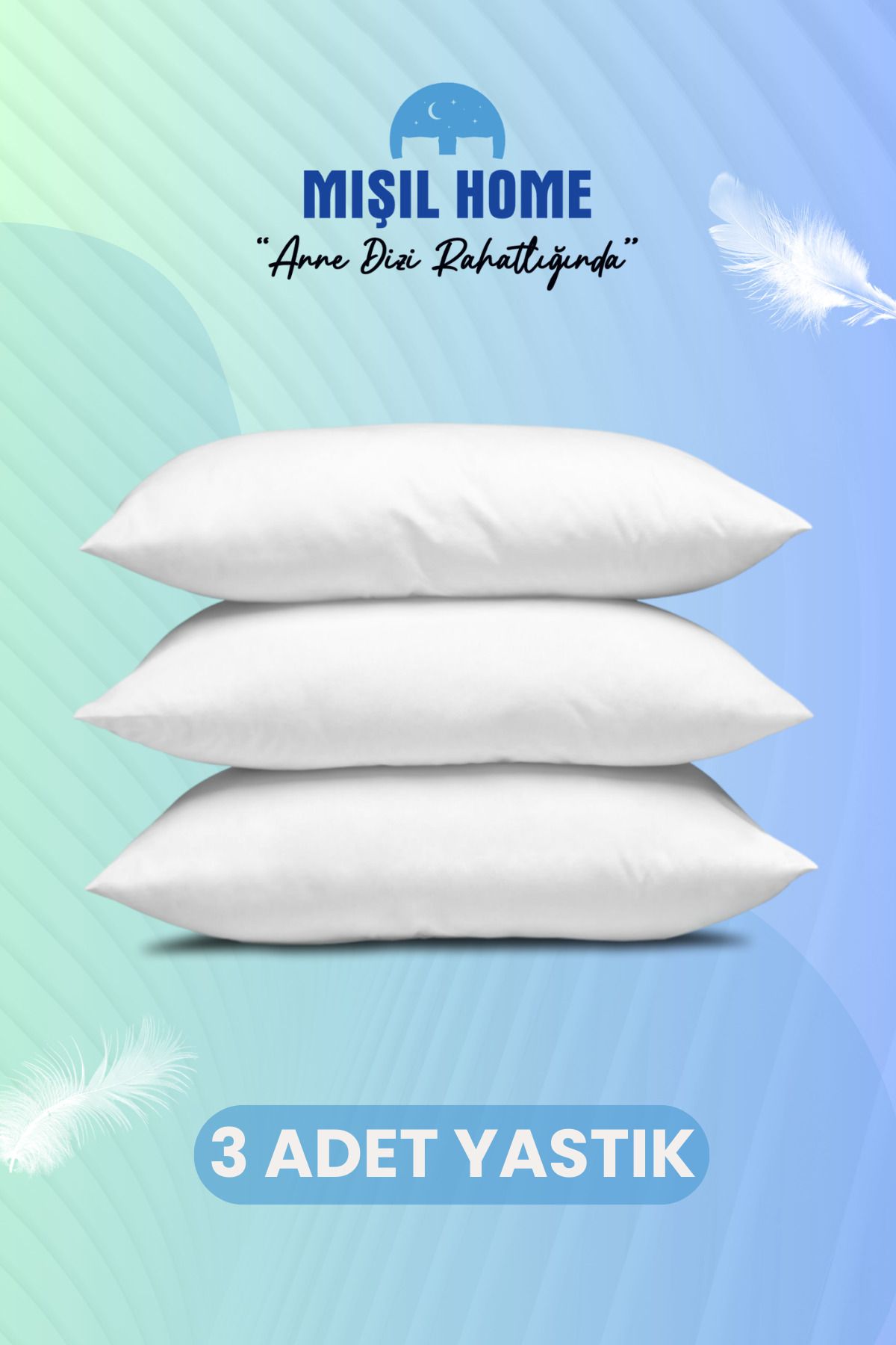MIŞIL HOME 3 Adet Jel Silikon Elyaf Antialerjik Yıkanabilir Ev Ve Hotel 50x70cm 800 gr