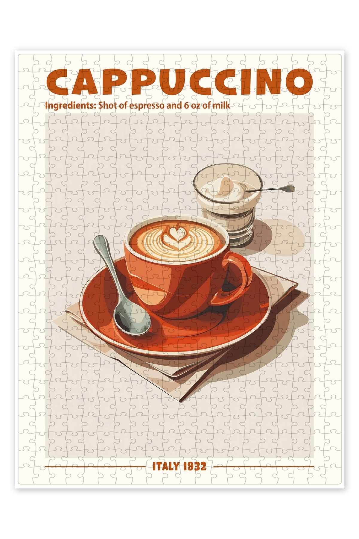 Jeronkarji Cappuccino, İtalya 1932 500 Parça Puzzle Yapboz Mutfak Temalı Yetişkinler için