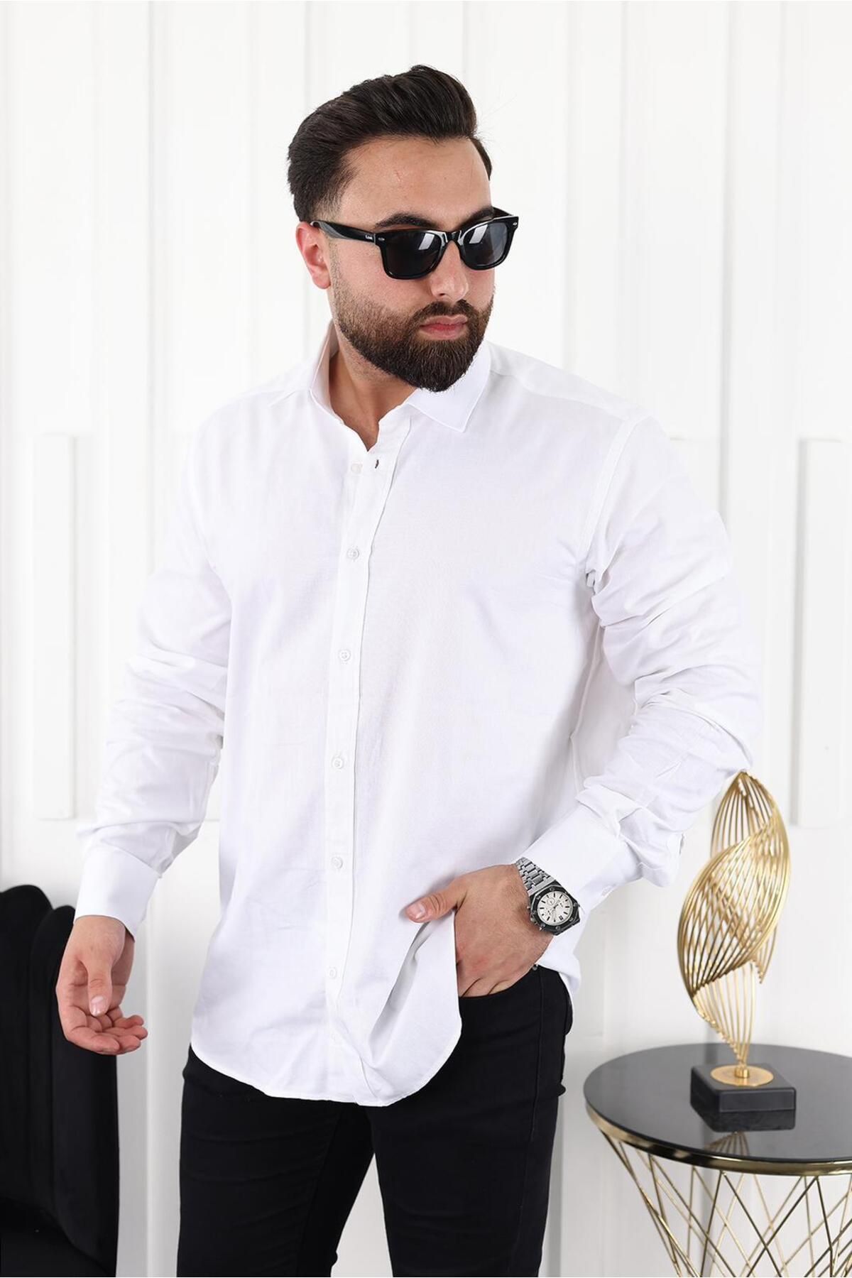 MFZ Giyim Klasik erkek gömlek Şamra kumaş