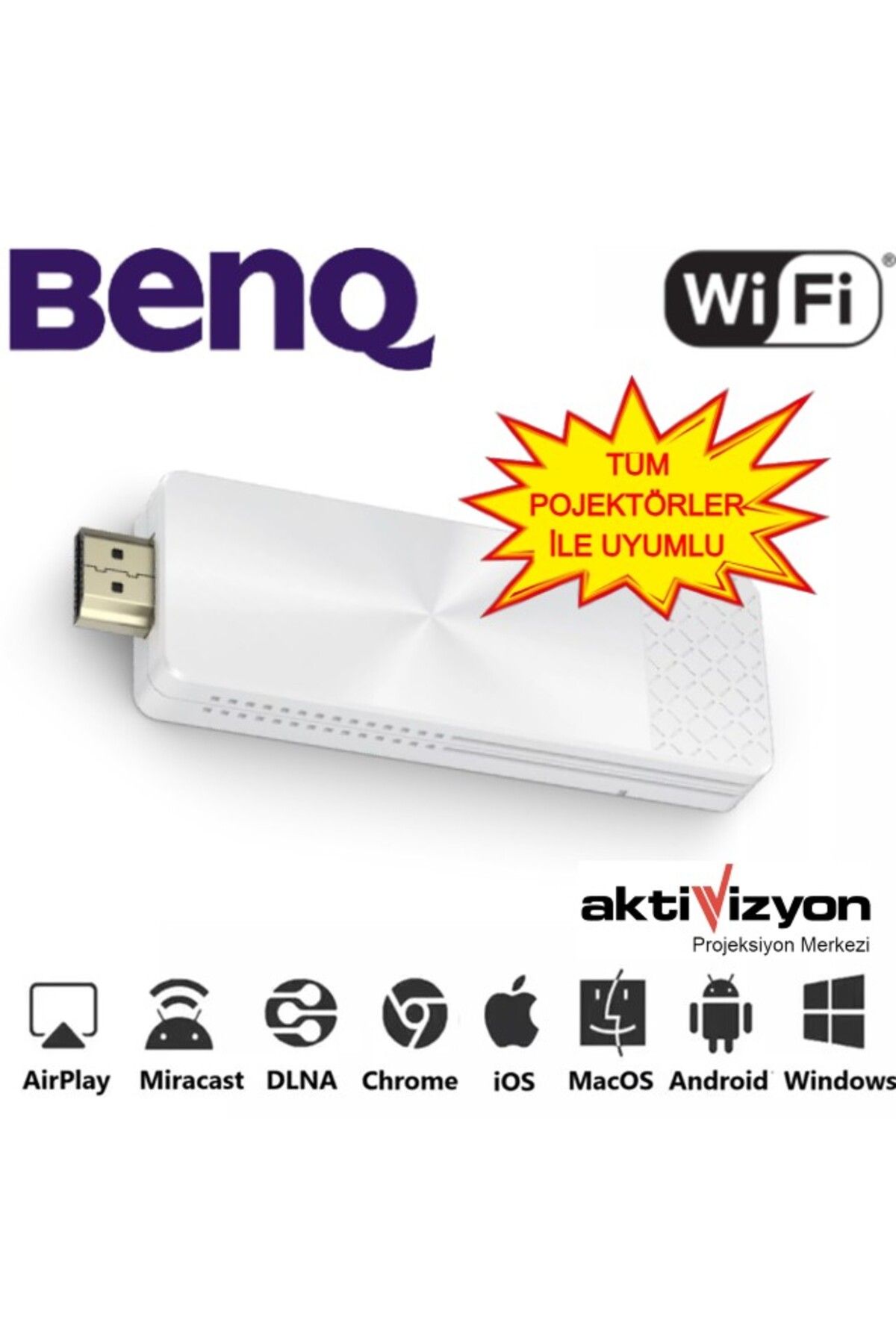 BENQ Qcast Mirror QP30 HDMI Kablosuz Dongle - Tüm Projektörler İçin