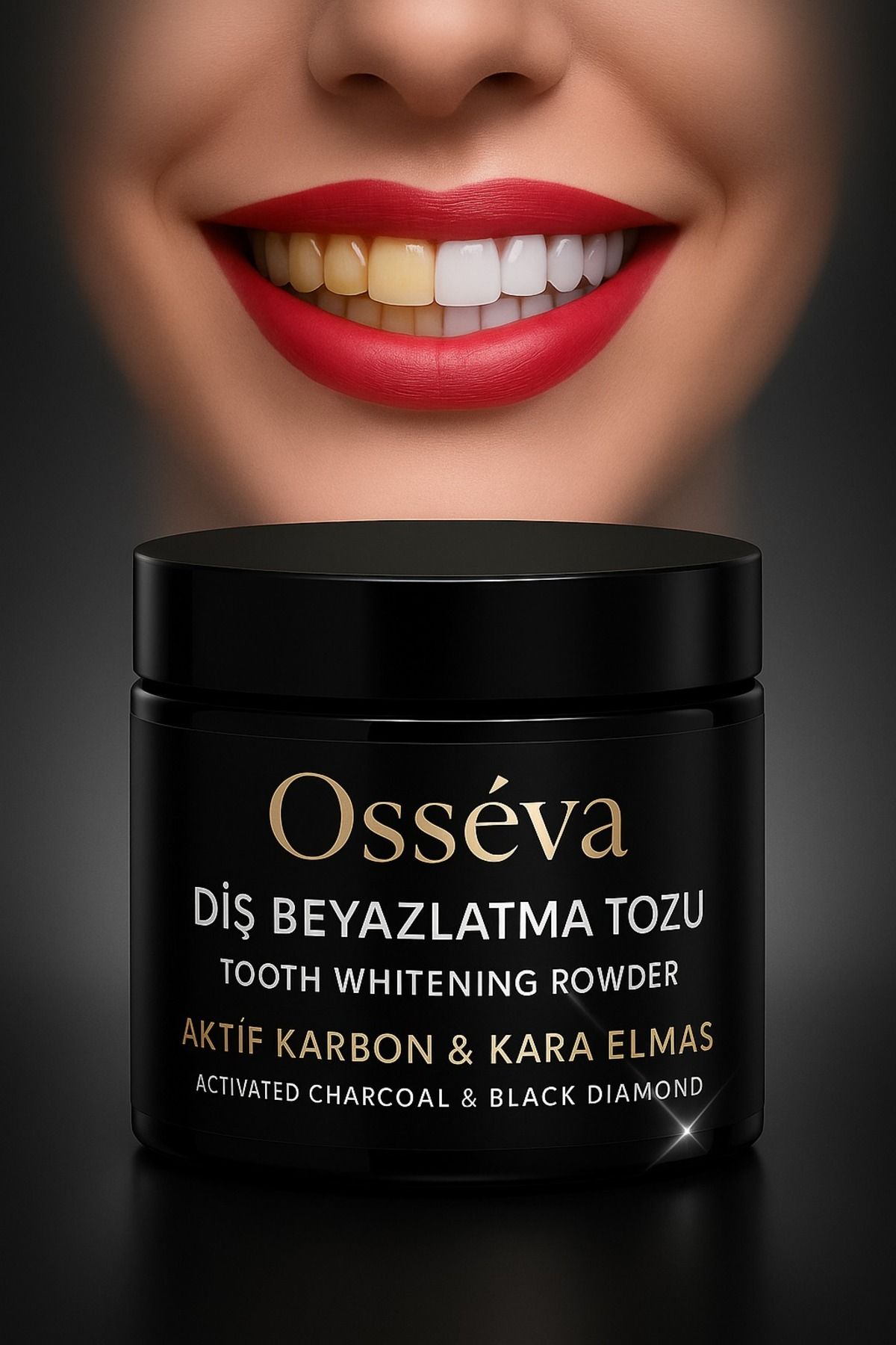 OSSEVA Osséva Diş Beyazlatma Tozu - Aktif Karbon & Kara Elmas İçerikli | Premium Doğal Beyazlatıcı | 75 gr