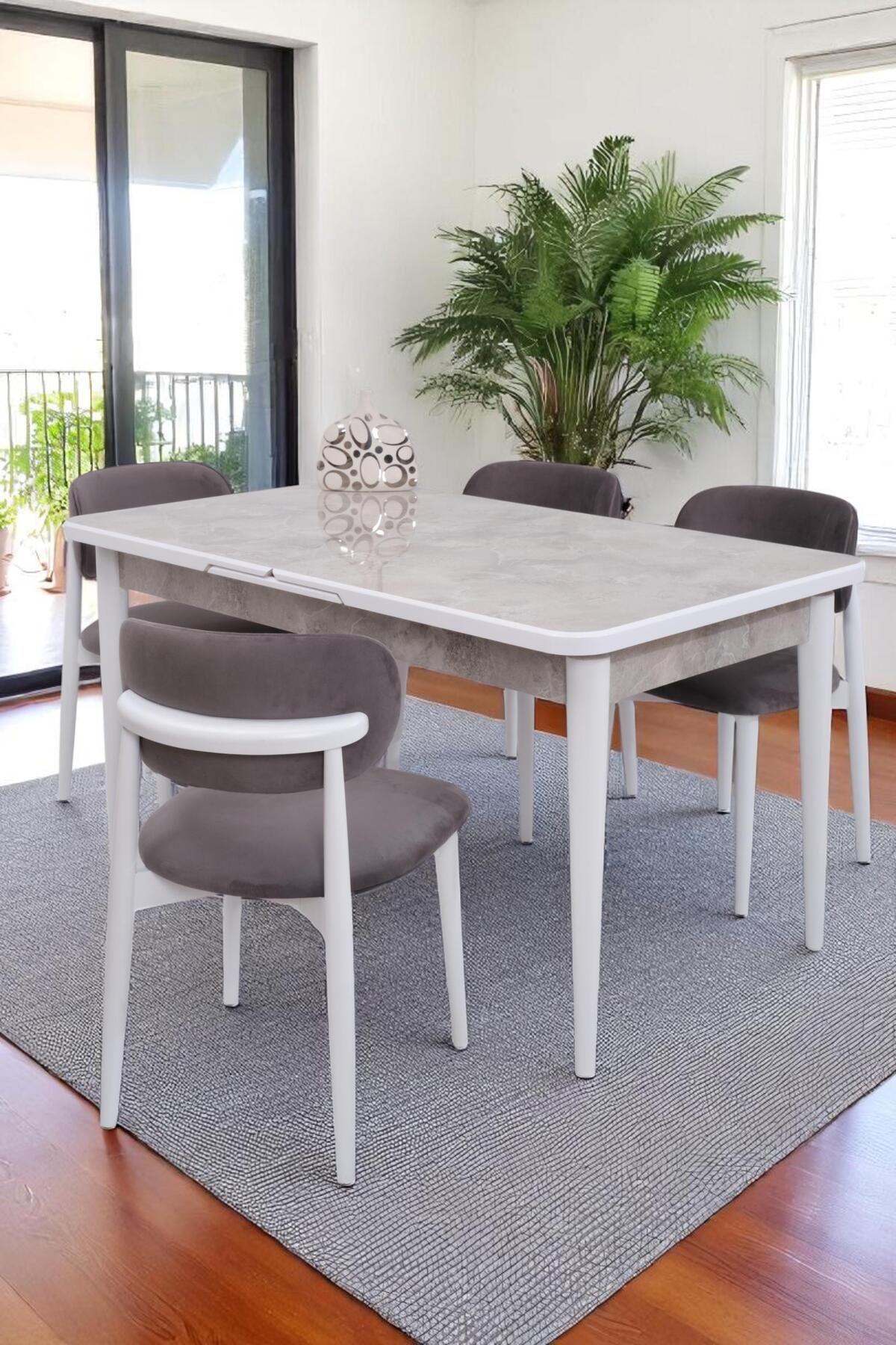 Erezogulları Mobilya Duru Norte Mdf Lak Panel Açılır Yemek Masa Takımı 90x160