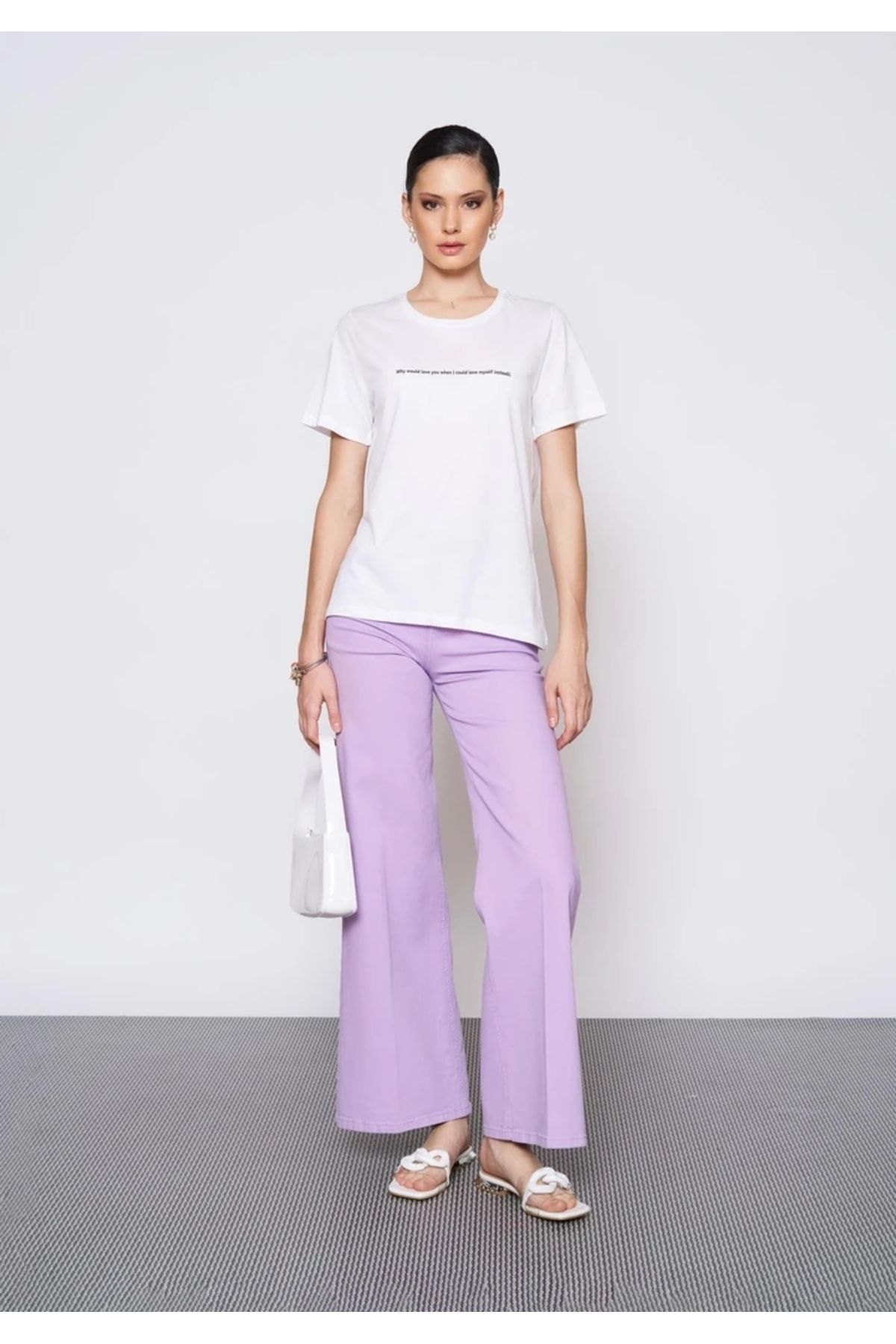 EUROFASHION Baskılı Beyaz T-Shirt