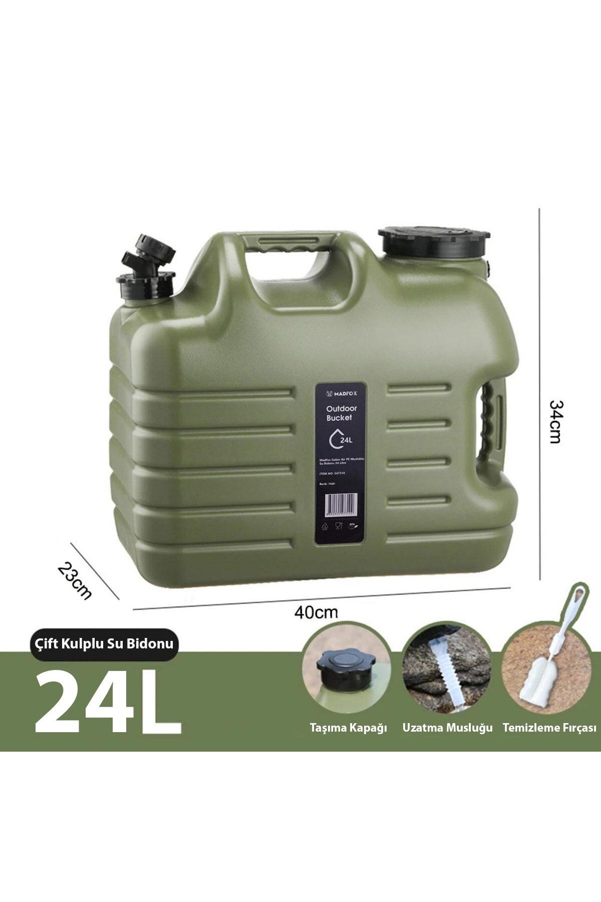 MADFOX Galon Air PE Musluklu Su Bidonu 24 Litre GREEN