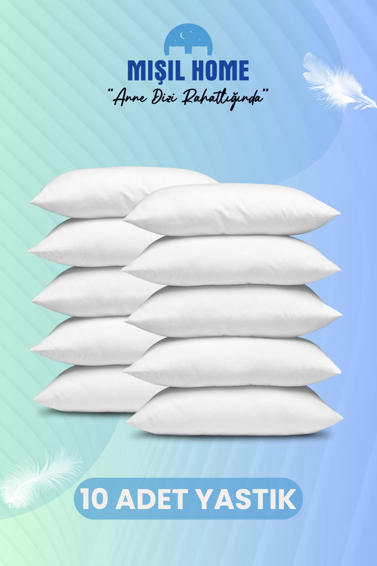 MIŞIL HOME 10 Adet Jel Silikon Elyaf Antialerjik Yıkanabilir Ev Ve Hotel 50x70cm 800 gr