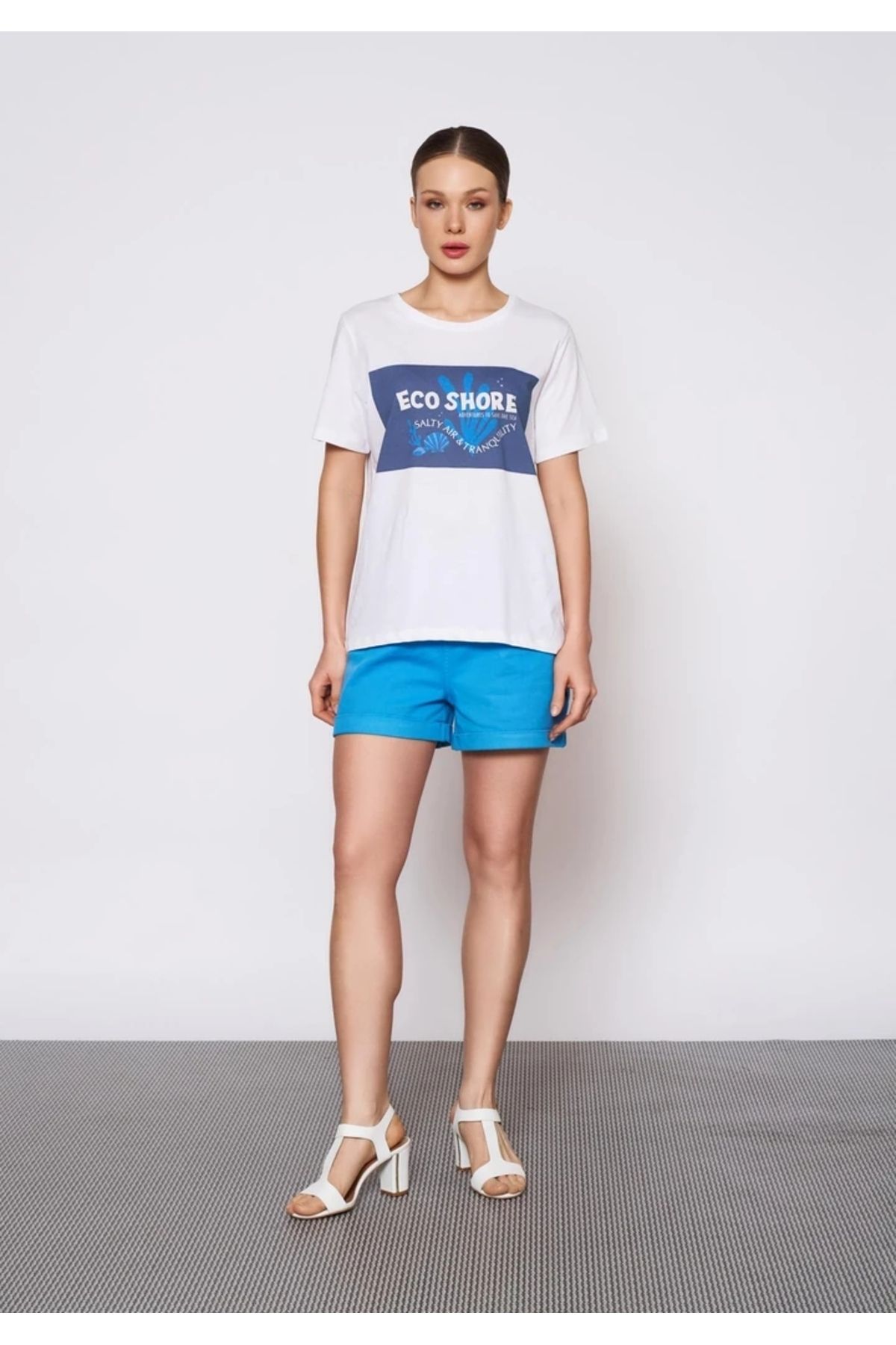 EUROFASHION Baskılı Beyaz T-Shirt