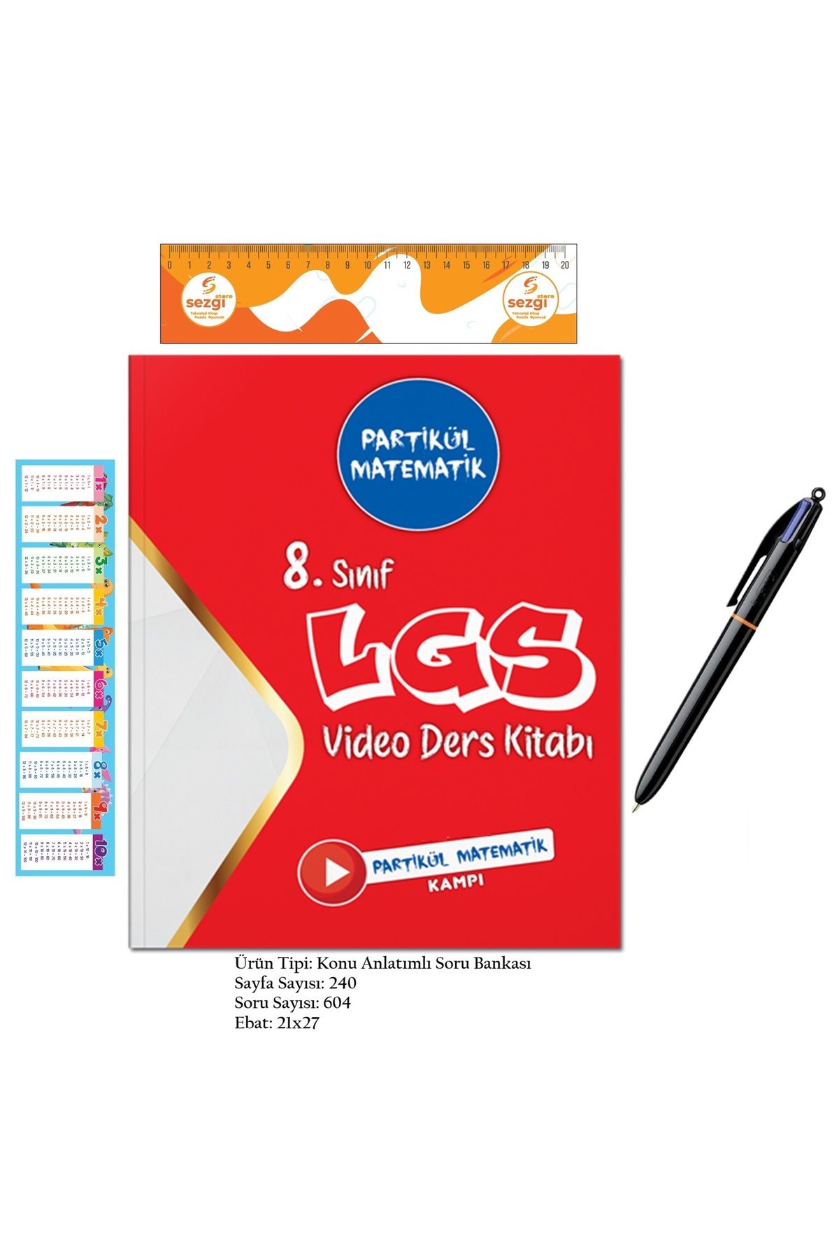 Tonguç Yayınları 8. Sınıf Partikül Matematik Video Ders Kitabı ve 902129 4 Colours Pro Tükenmez Kalem