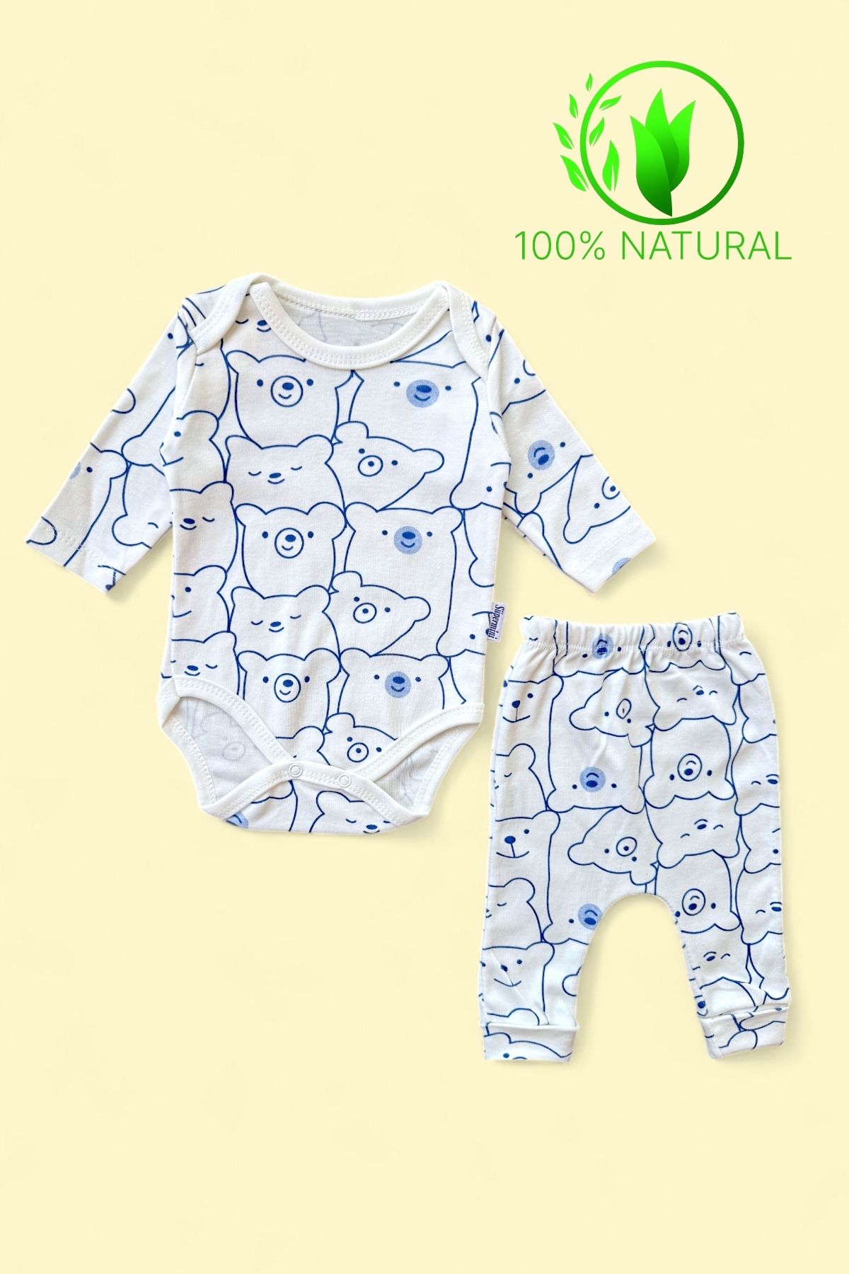 Süpermini %100 PAMUKLU KIZ BEBEK SOMONKALPLİ 2'Lİ BODY - ZIBIN BEBE TAKIM
