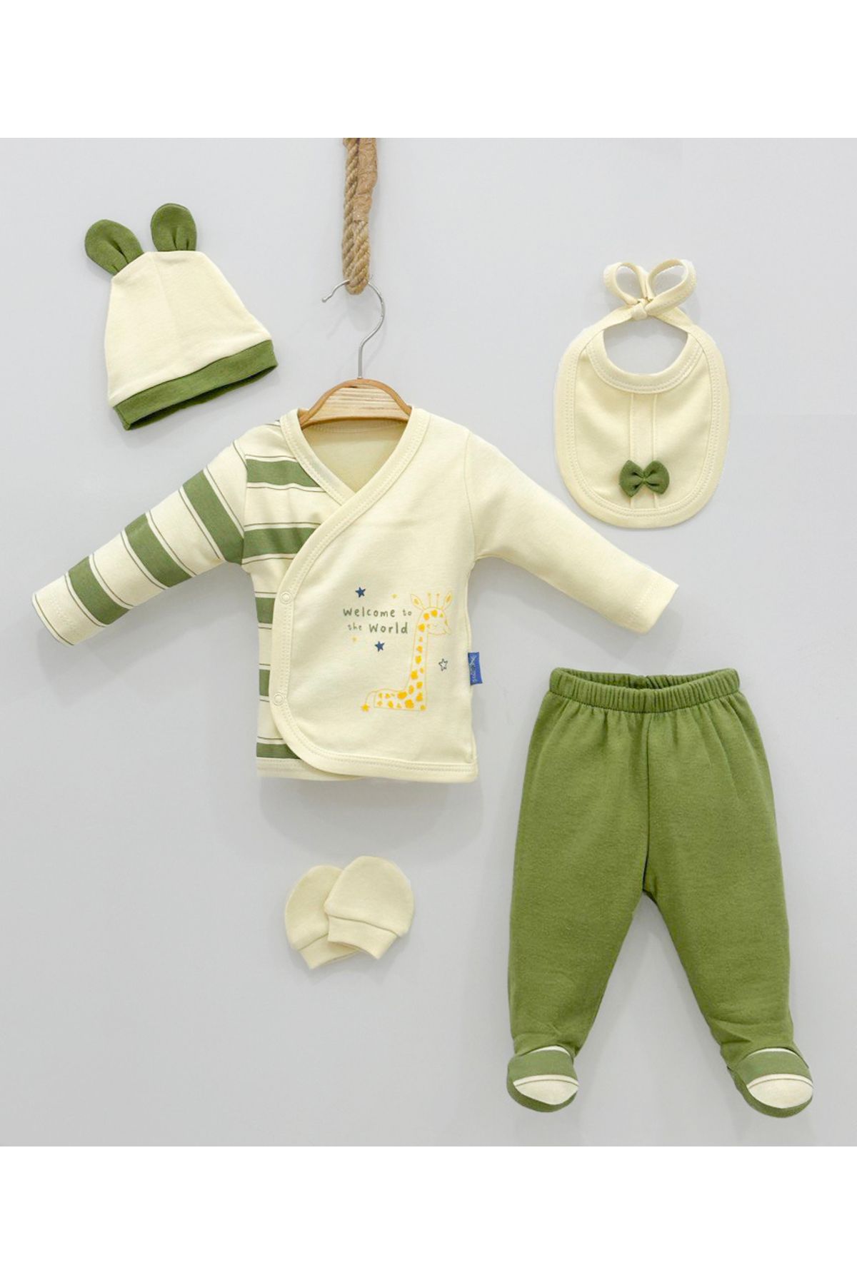 Zuff Baby UNISEX BEBEK 5'Lİ ÇİZGİLİ HASTANE ÇIKIŞ SETİ 0-3 AY
