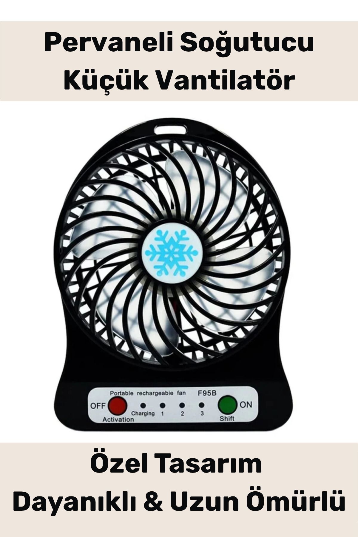 PeraNova Özel Seri Usb Şarjlı 3 Kademeli Sessiz Taşınabilir Mini Fan Pervaneli Soğutucu Küçük Vantilatör