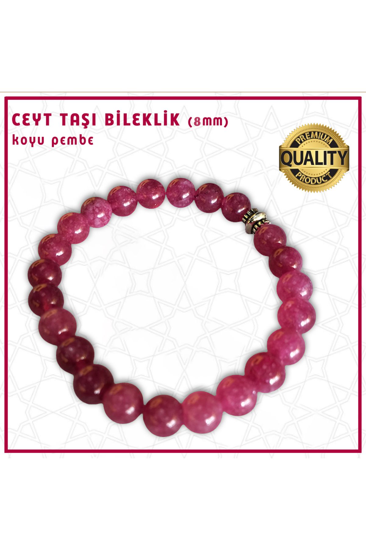 Mabeyn CEYT TAŞI (KOYU PEMBE) BİLEKLİK - 8 MM
