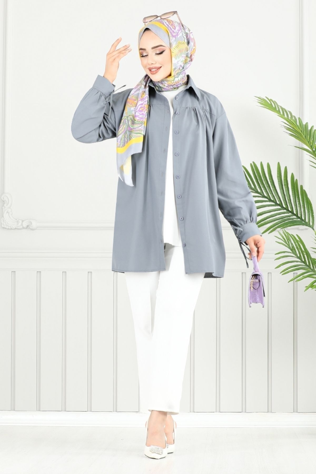 ModaMerve-Front Buttoned Tunic 4101Pm1063-M Anthracite 2