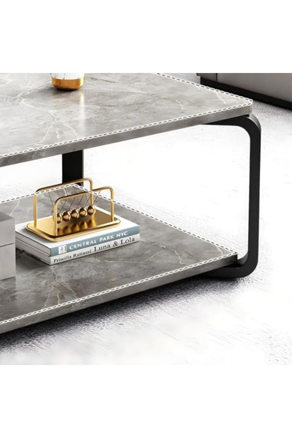 Generic-Coffee Table Slate Rectangular Cocktail Table with Storage Shelf Coffee Table Living Room Home Moder 4
