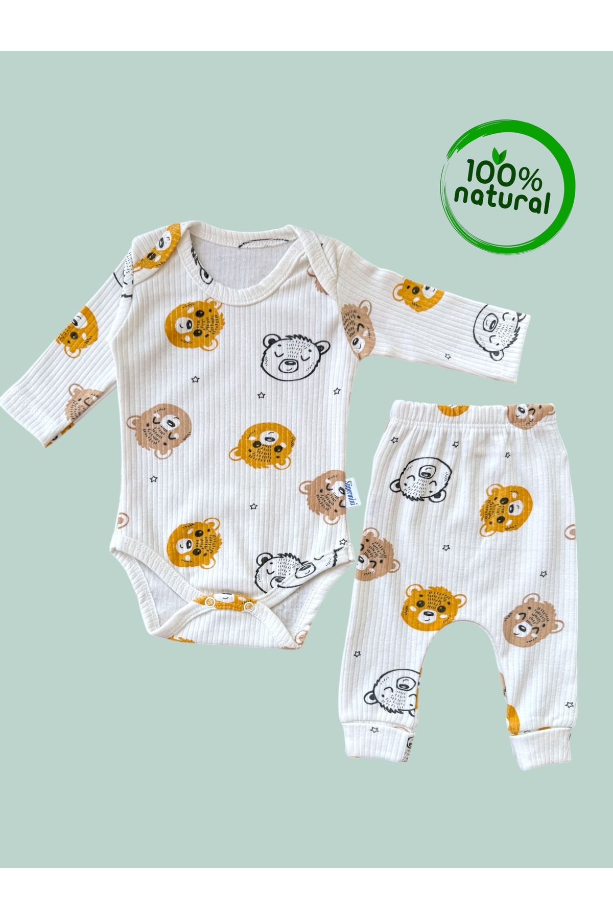 Süpermini %100 PAMUKLU KIZ BEBEK SOMONKALPLİ 2'Lİ BODY - ZIBIN BEBE TAKIM