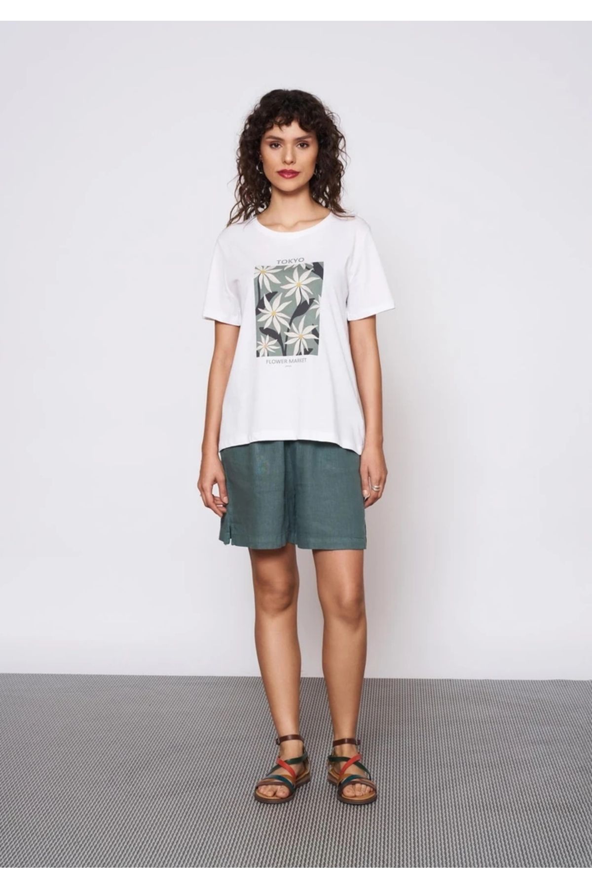 EUROFASHION Baskılı Beyaz T-Shirt