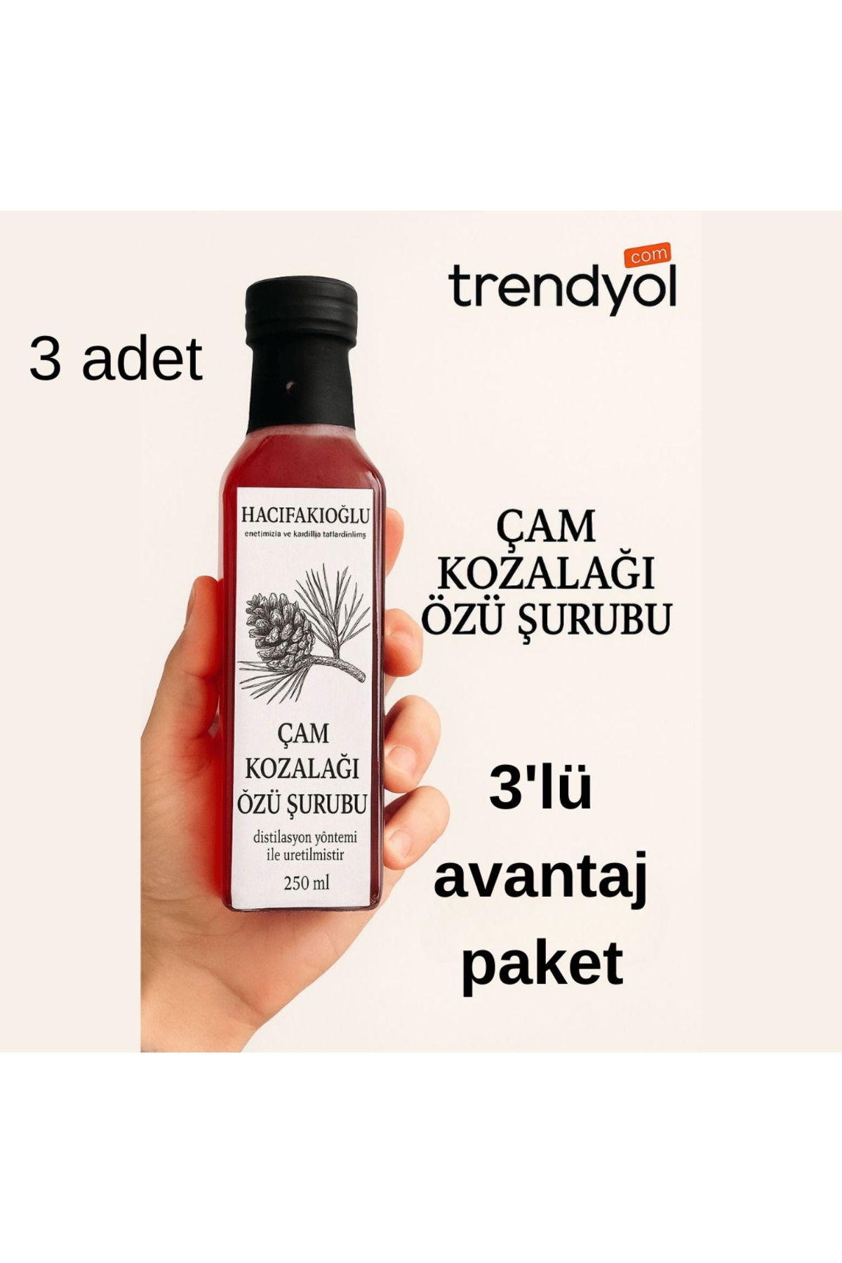 HACIFAKIOĞLU Çam Kozalağı Özü Şurubu 3'lü Avantaj Paket 250 mL