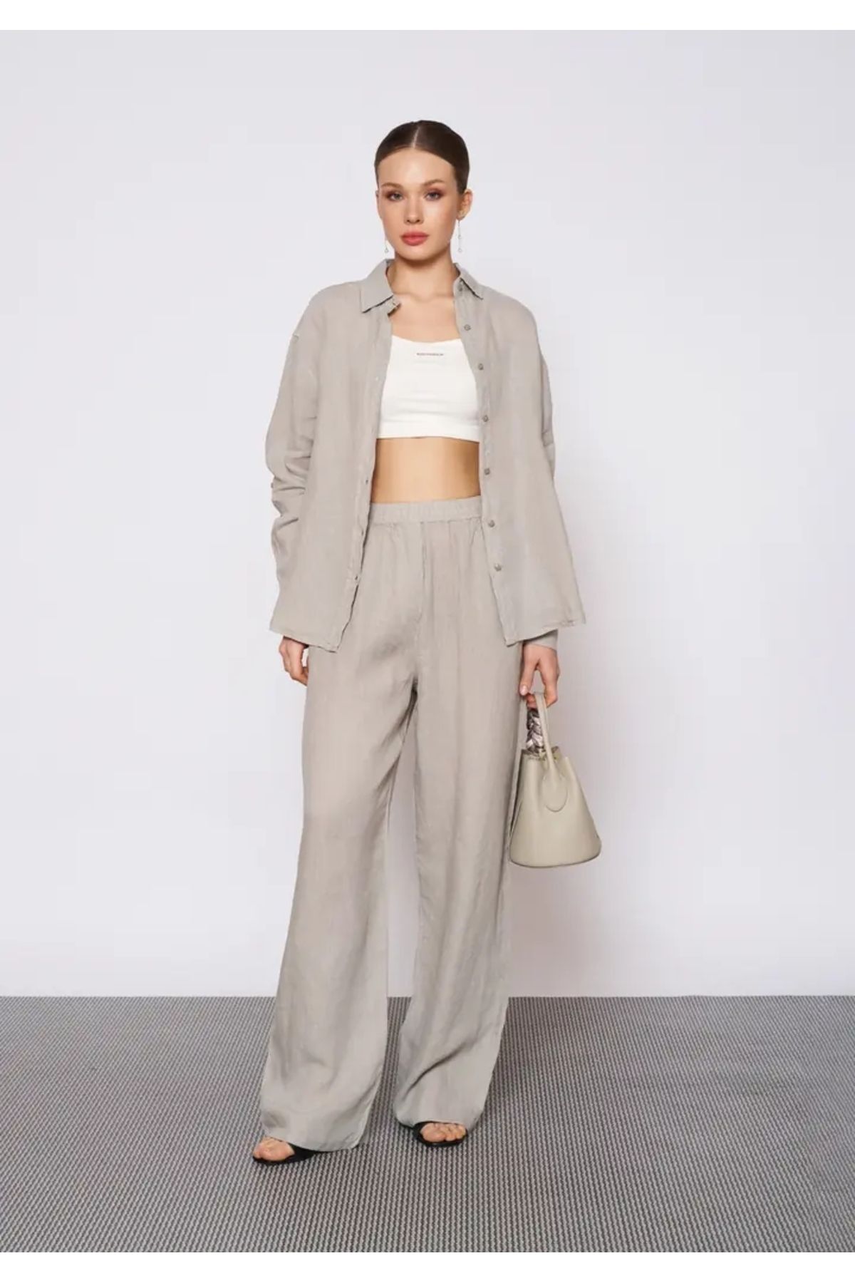 EUROFASHION Dijital Mist Keten Gömlek