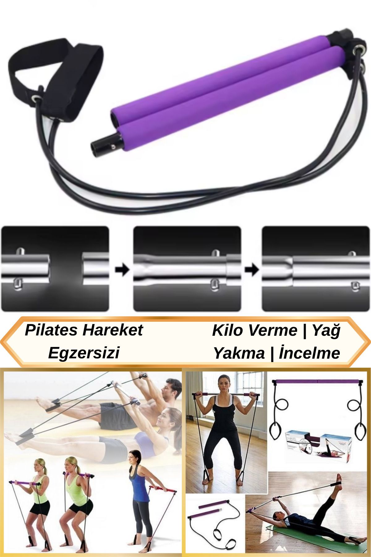 Hane Dostu Taşınabilir Tasarım Jimlastik Pilates Çubuğu Barı | Spor Egzersiz Aleti