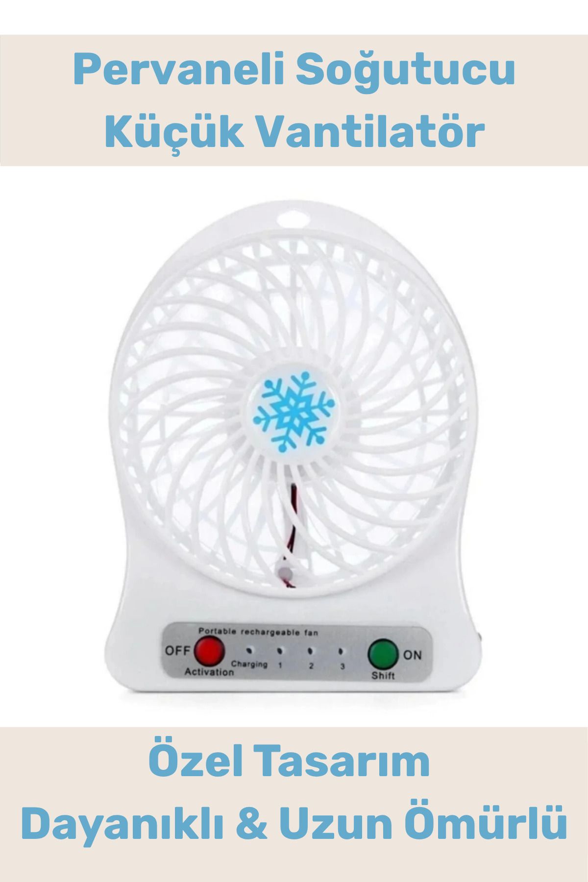 PeraNova Özel Seri Usb Şarjlı 3 Kademeli Sessiz Taşınabilir Mini Fan Pervaneli Soğutucu Küçük Vantilatör