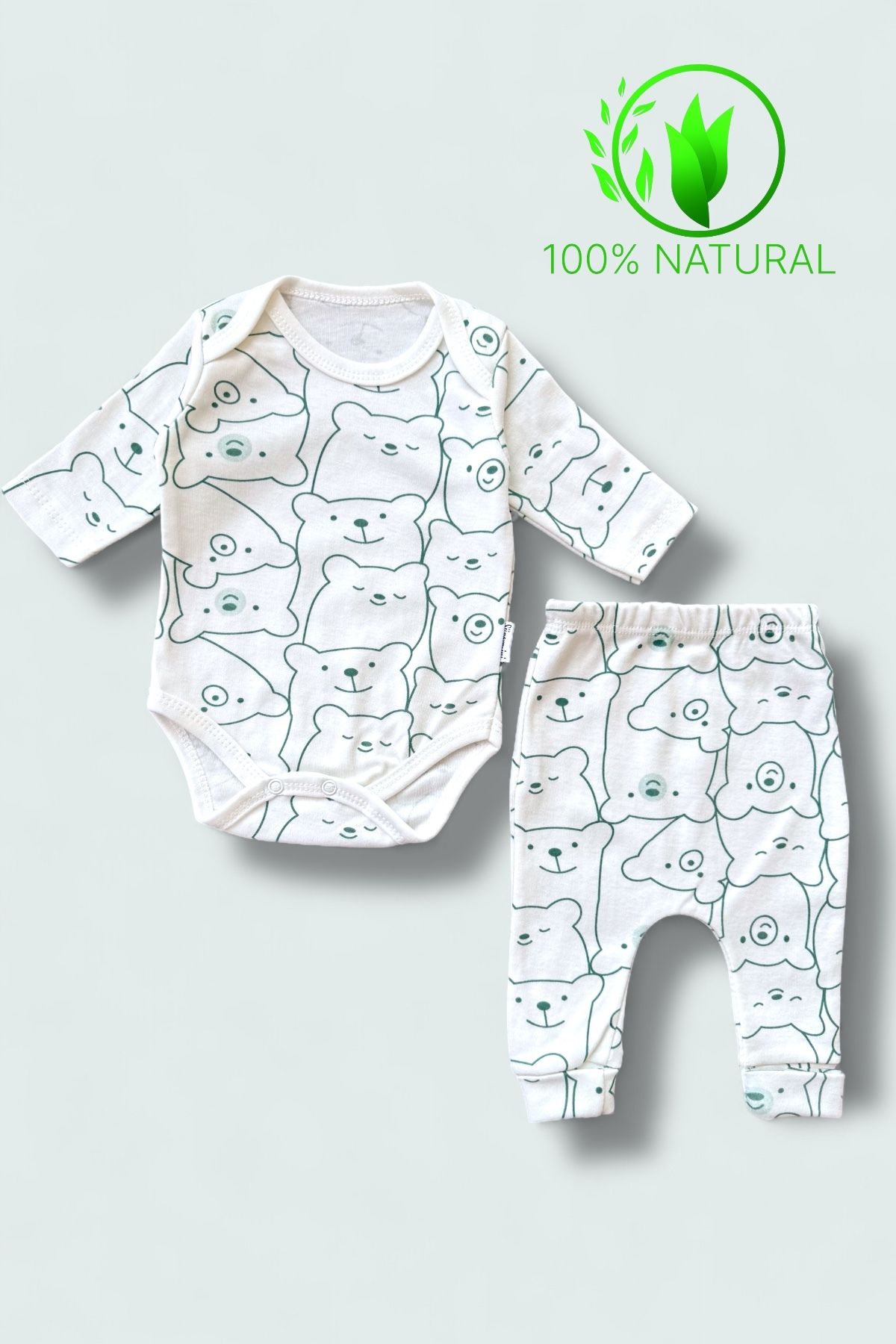 Süpermini %100 PAMUKLU KIZ BEBEK SOMONKALPLİ 2'Lİ BODY - ZIBIN BEBE TAKIM