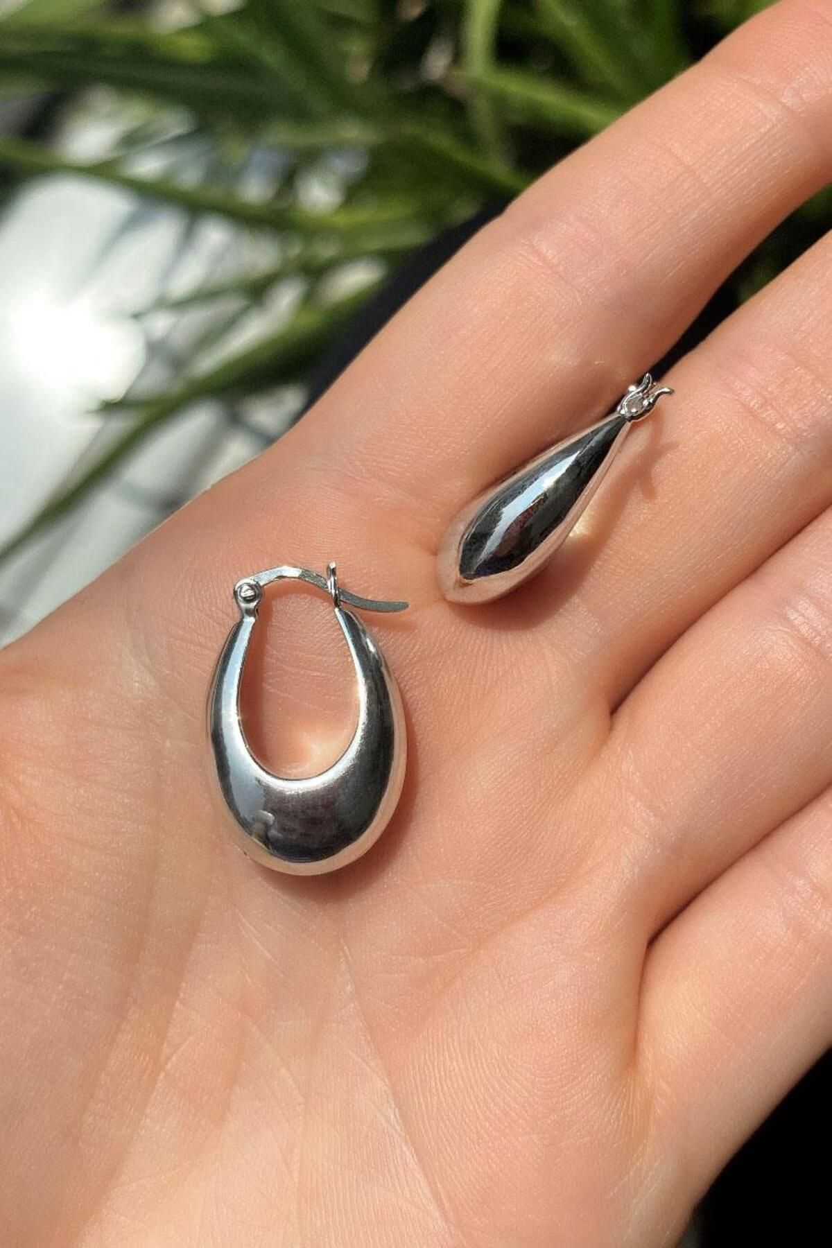 Spossy Silver Jewelry Oval Halka Küpe