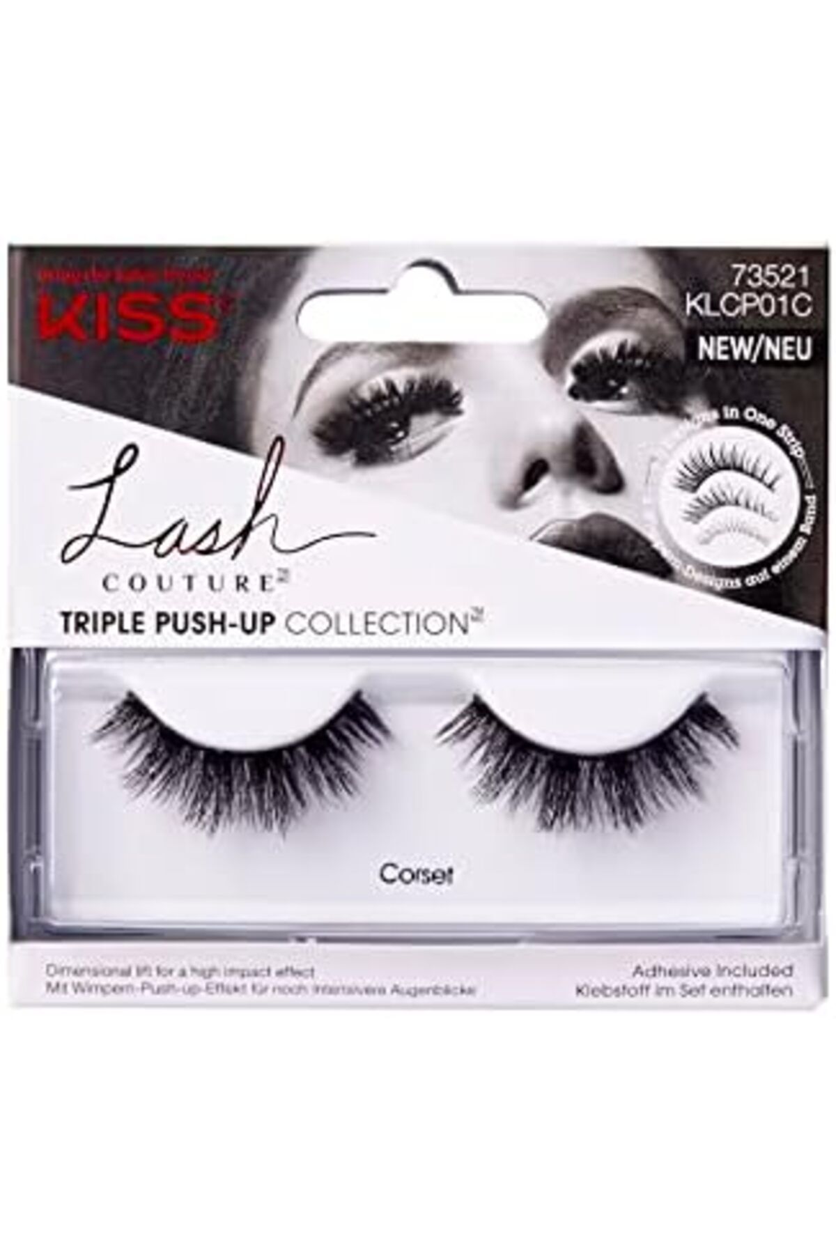 Kiss-Lash Couture Triple Push Up Collection 1 Pair of False Lashes, Corset, 3D Volume False Eyelashe 2
