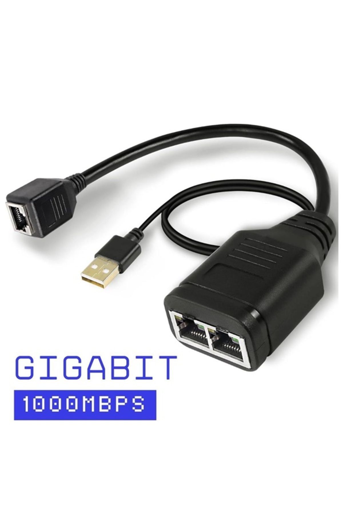 Zilevo Gigabit Destekli 1x2 Port RJ45 USB Güç Ethernet Switch Splitter Çevirici Çoklayıcı