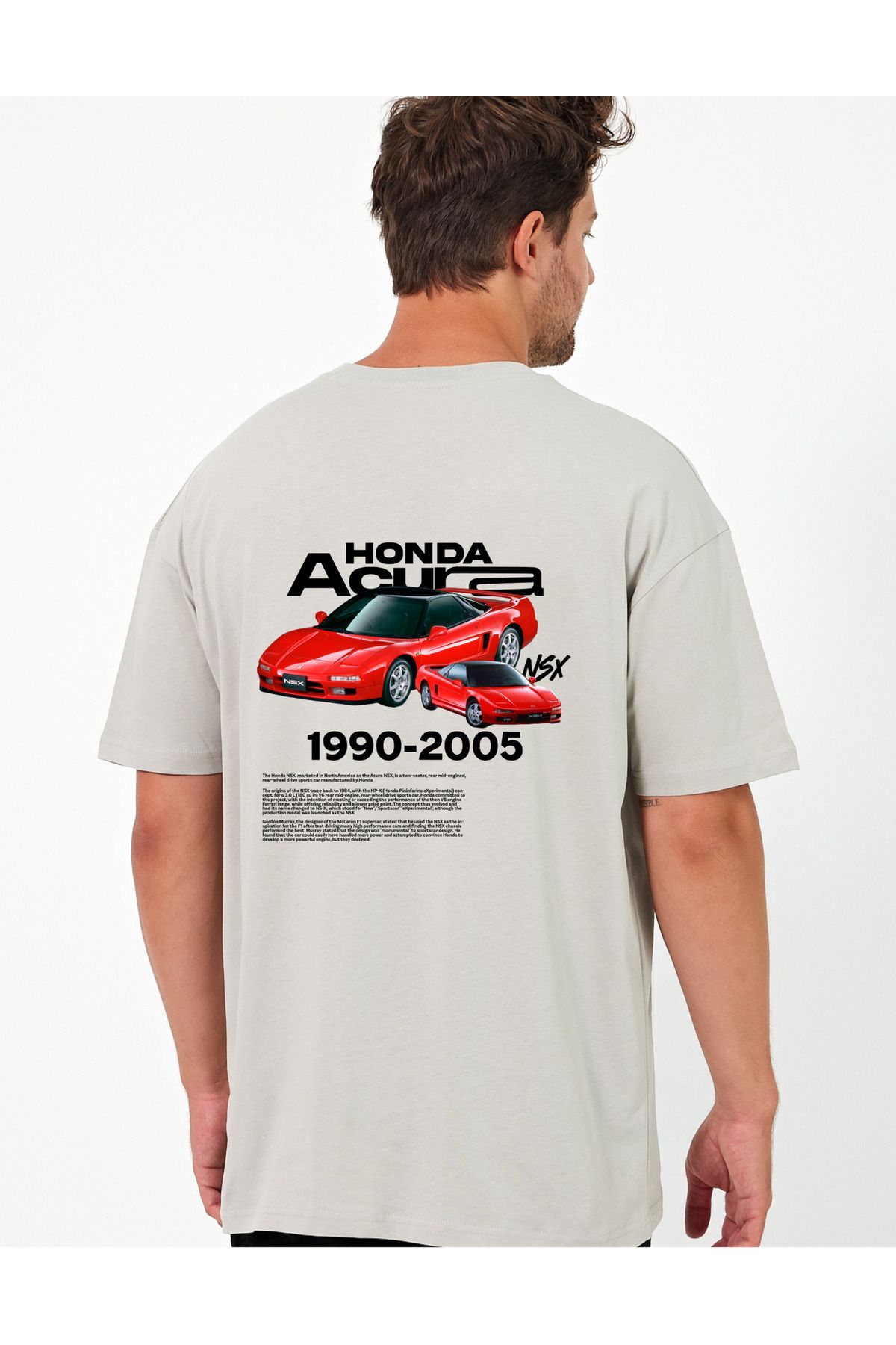 Windy Island Erkek Bisiklet Yaka Honda Araba Sırt Baskılı Oversize T-shirt