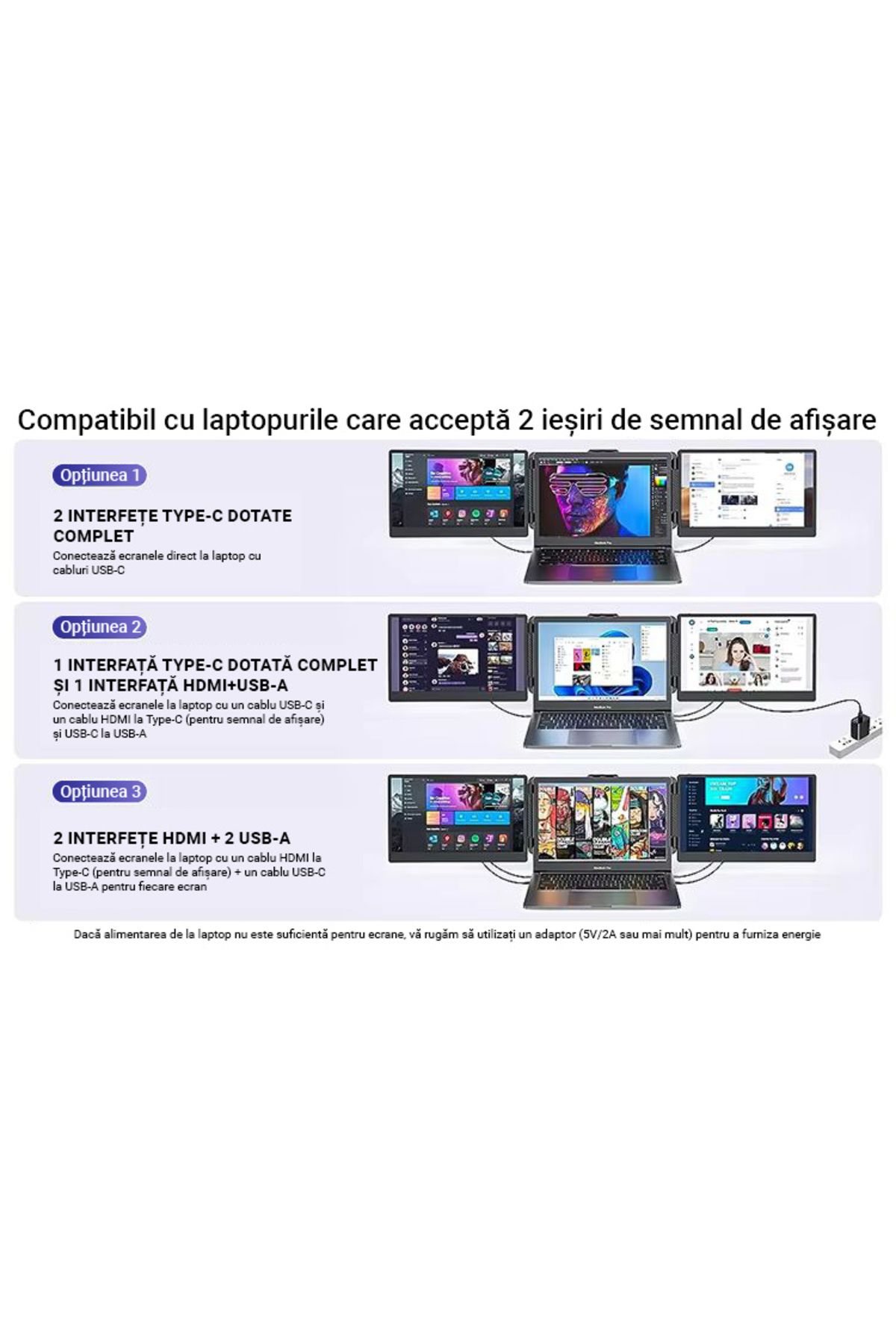 Influential Tech-14" Expandable Portable Dual Screen Monitor, FHD IPS, USB-C & HDMI, 180° Rotation, Multi-OS 9