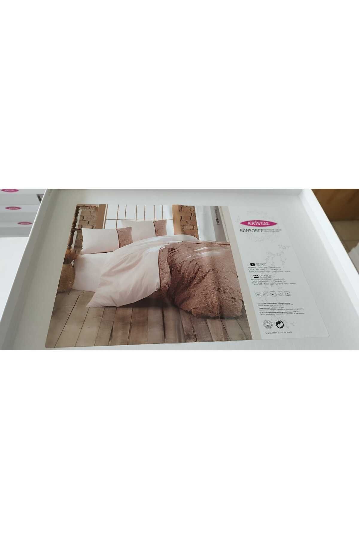 YÜNTEKS Kristal Ranforce Kutulu Nevresim Takımı Çift Kişilik Zara Kahve