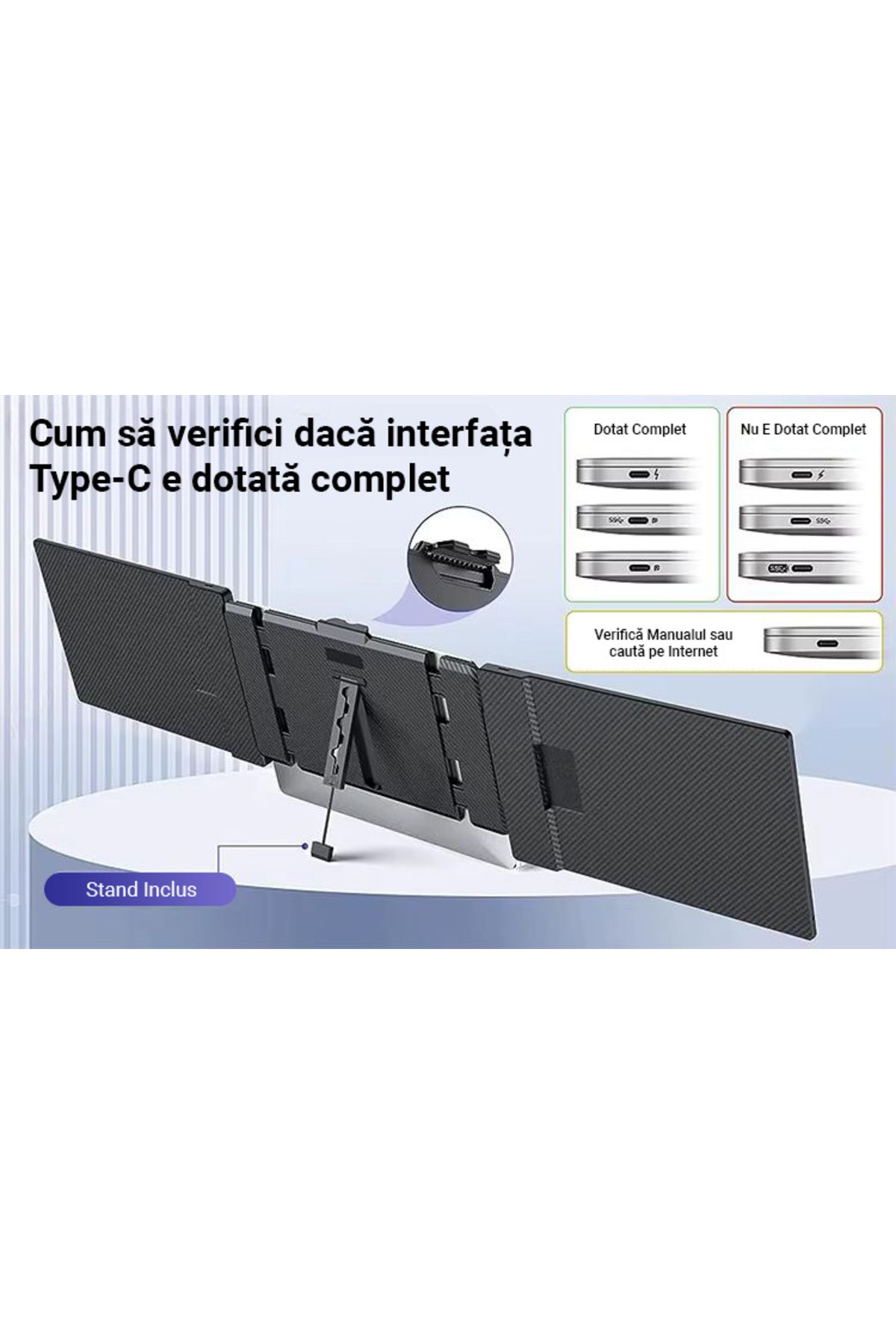 Influential Tech-14" Expandable Portable Dual Screen Monitor, FHD IPS, USB-C & HDMI, 180° Rotation, Multi-OS 8
