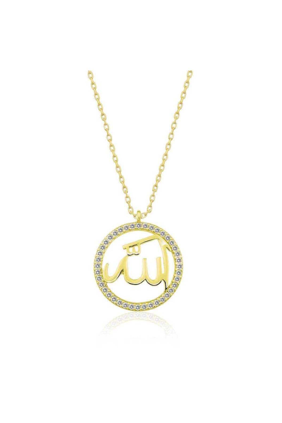 alsepeteavm Gümüş Gold Arapça Allah Yazılı Kolye
