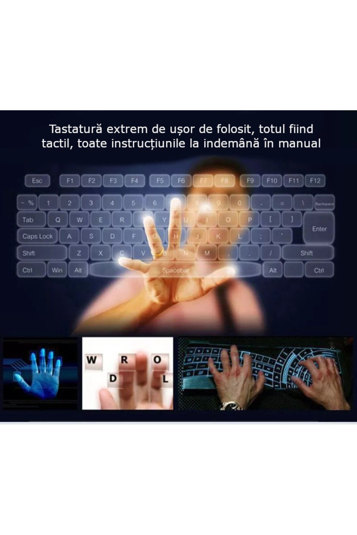 Influential Tech-Portable Wireless Projection Laser Keyboard, Bluetooth & USB, Compatible iOS/Android/Windows, White 7
