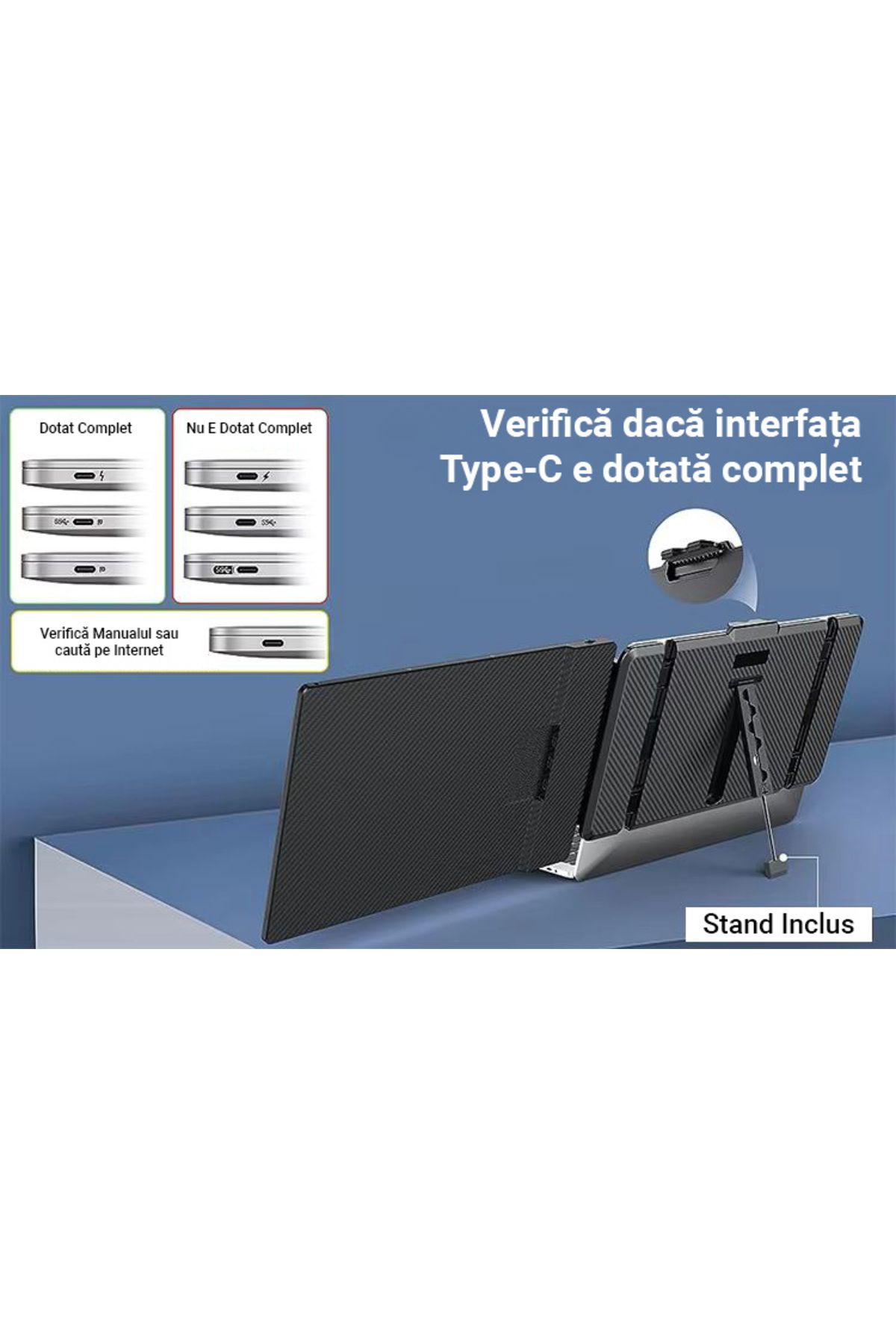 Influential Tech-14" Portable Full HD LED Monitor, USB-C & HDMI, 180° Rotation, Compatible with iOS/Android/PC 5