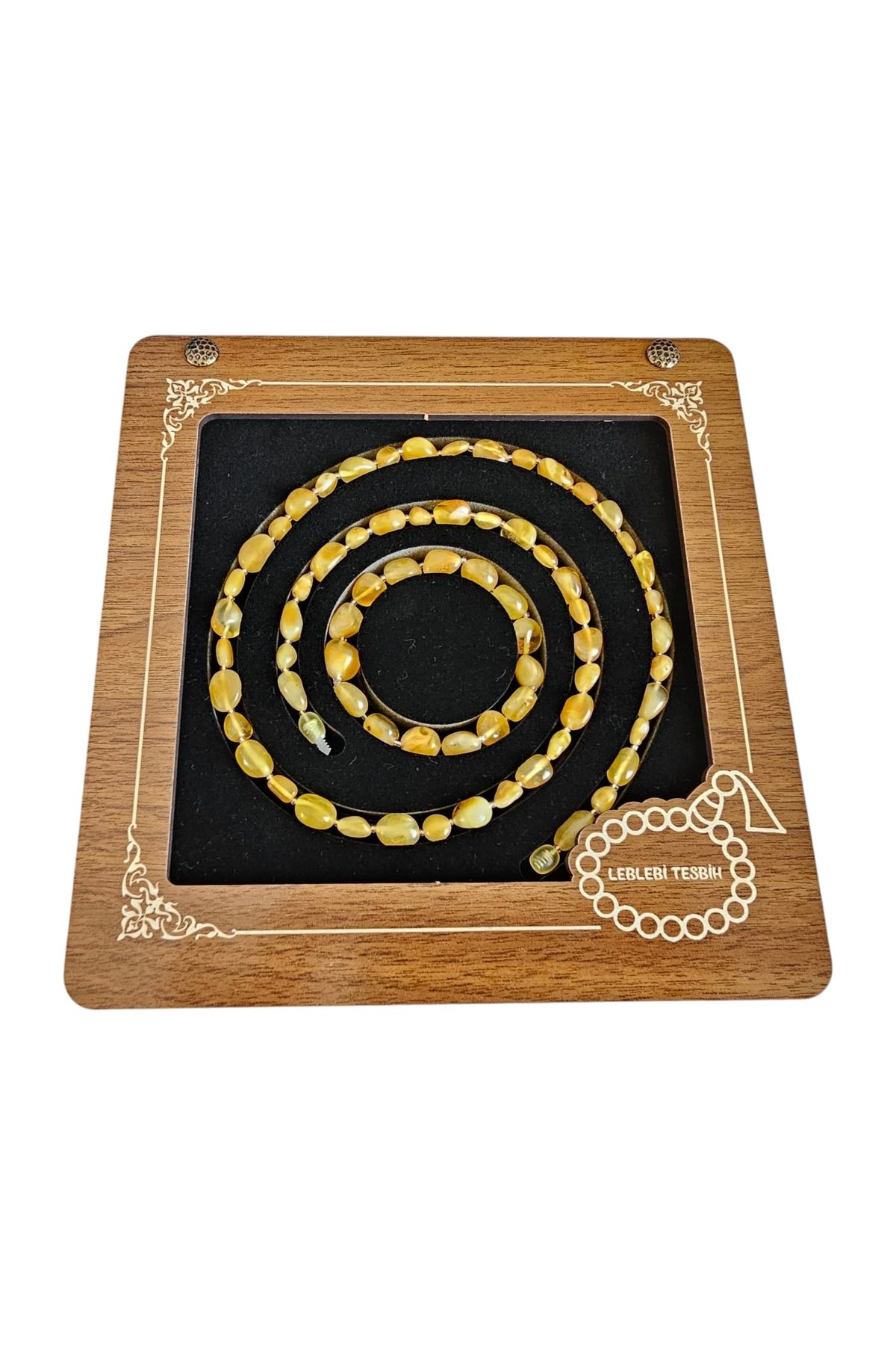 LEBLEBİ TESBİH Damla Kehribar Kolye - Bileklik Set Lt1341