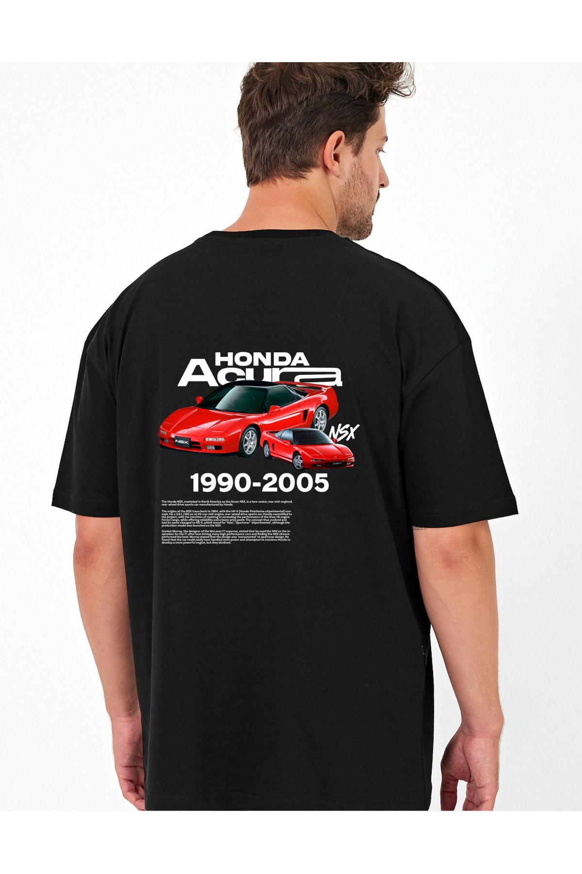 Windy Island Erkek Bisiklet Yaka Honda Araba Sırt Baskılı Oversize T-shirt